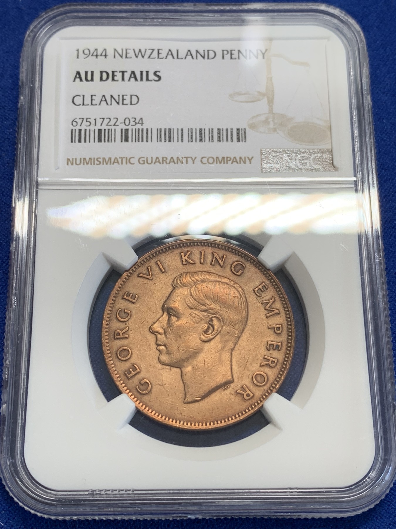 《竞宝斋》第207场-周日，周一 2场 (全场包邮) NGC AUD 新西兰1944年1便士铜币