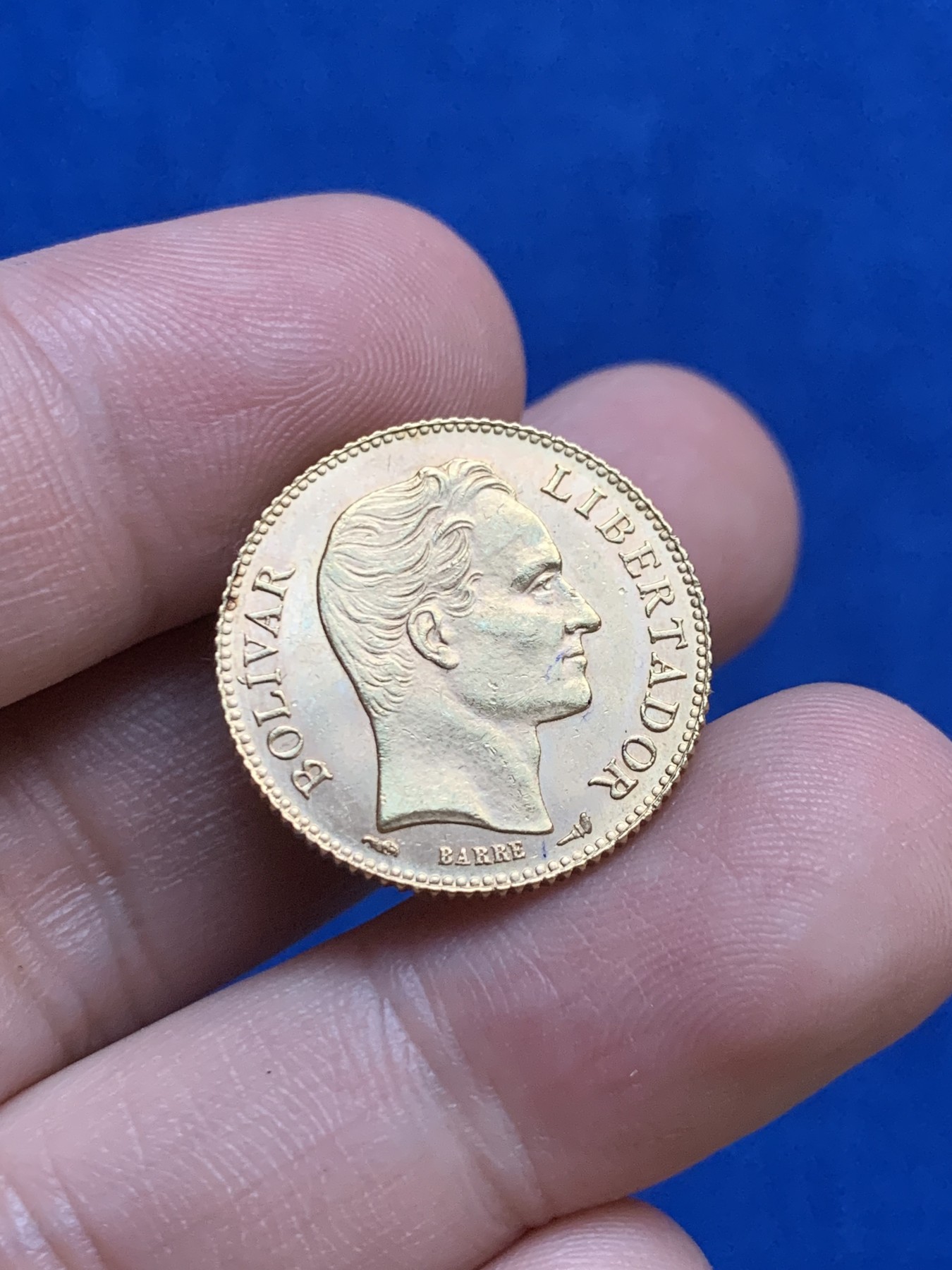 《竞宝斋》第207场-周日，周一 2场 (全场包邮) 委内瑞拉1912年20玻利瓦尔金币 6.45克 早期南美金币难得