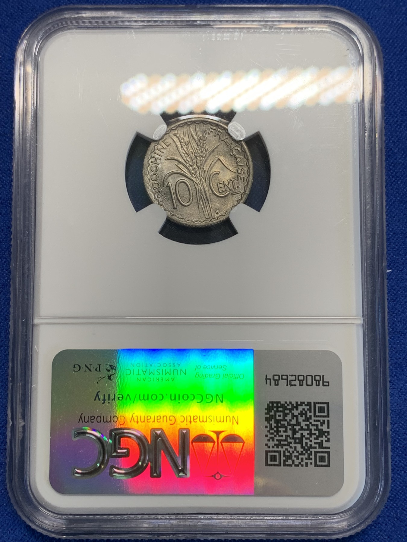 《竞宝斋》第207场-周日，周一 2场 (全场包邮) NGC MS62 法属印支1941年10分镍币