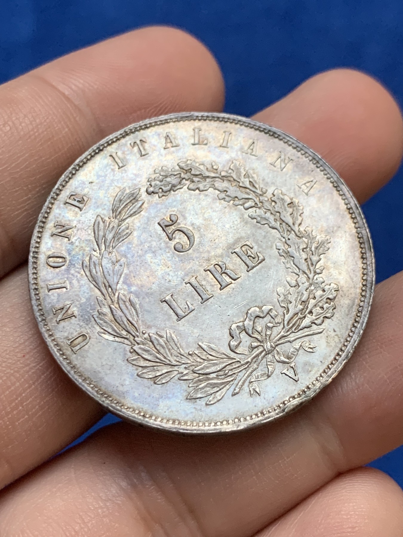 《竞宝斋》第207场-周日，周一 2场 (全场包邮) 1848年意大利威尼斯5里拉飞狮银币，au+状态 名誉品 包浆也不错