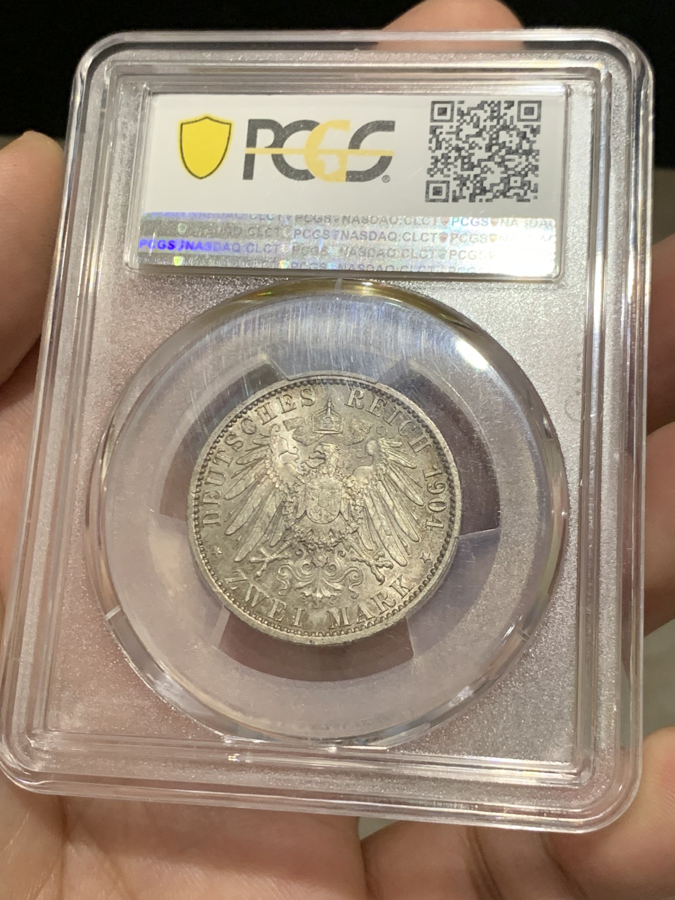 《竞宝斋》第207场-周日，周一 2场 (全场包邮) PCGS MS66 德国1904吕贝克自由市双头鹰2马克银币 高分好包浆