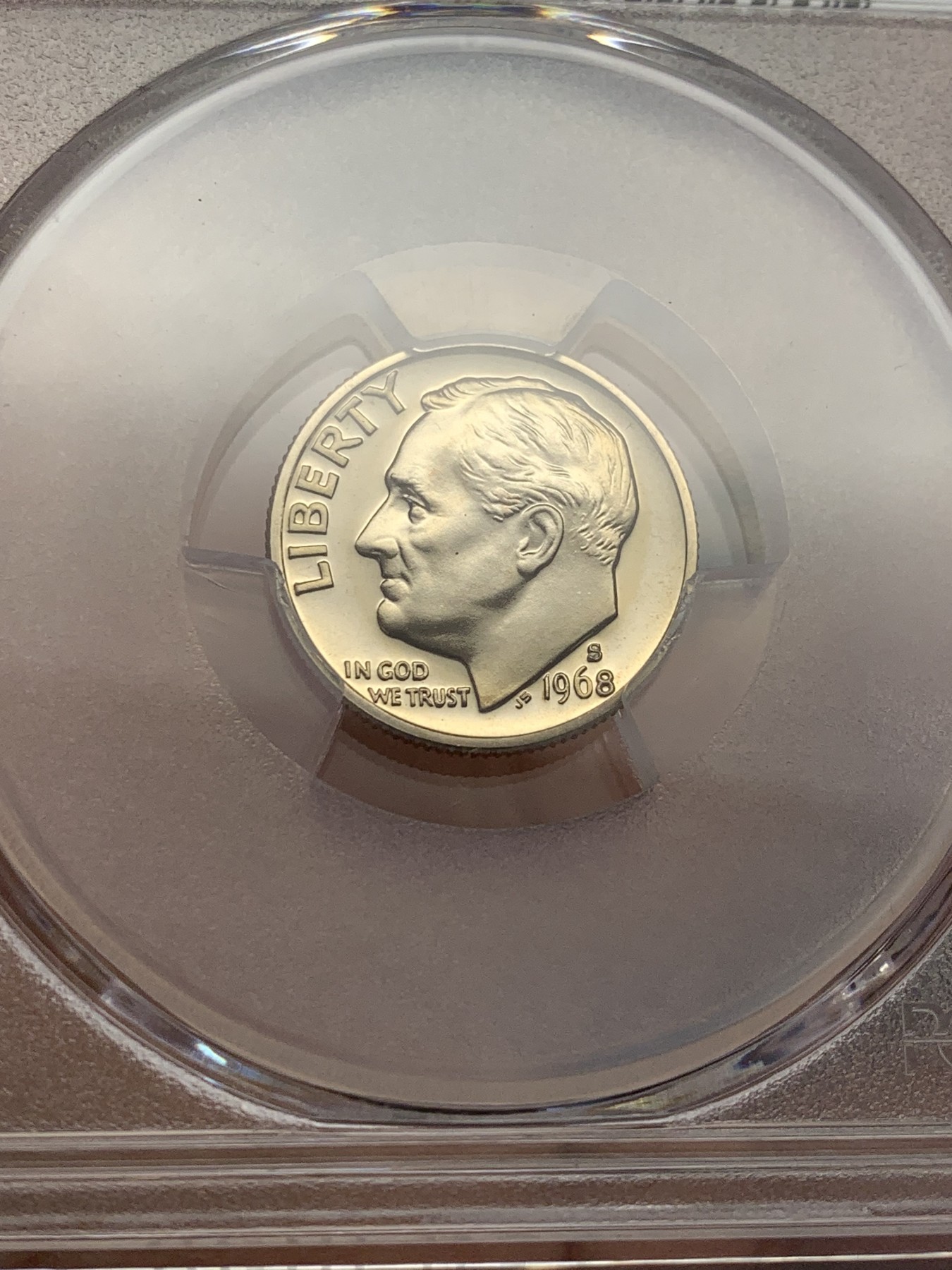 《竞宝斋》第207场-周日，周一 2场 (全场包邮) PCGS PR69 美国1968精制10美分