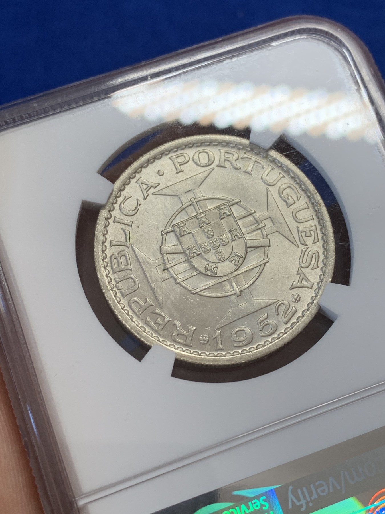 《竞宝斋》第207场-周日，周一 2场 (全场包邮) NGC-MS66 中国澳门1952年5元银币 热门品种 高等级分数