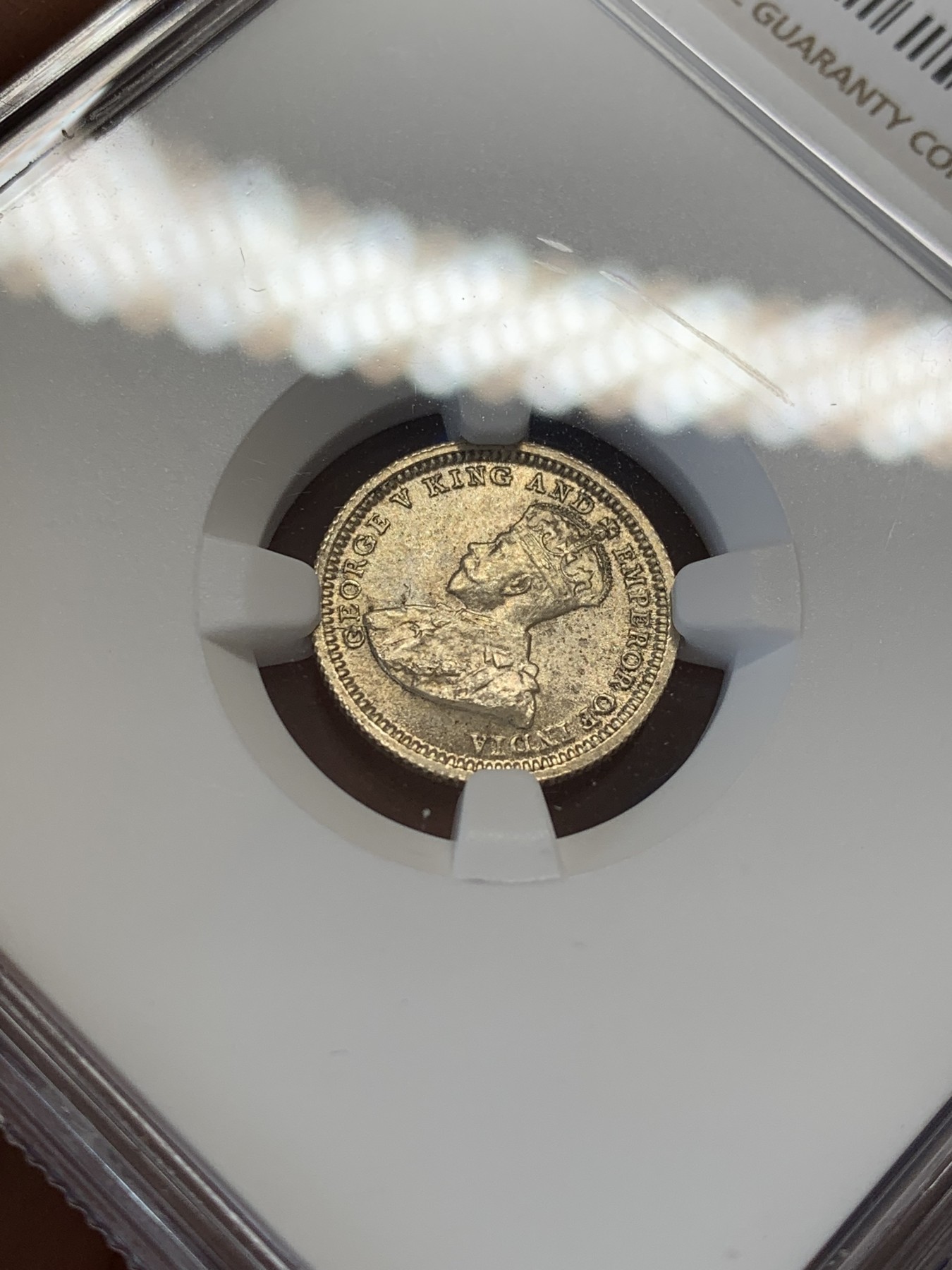 《竞宝斋》第207场-周日，周一 2场 (全场包邮) NGC-MS65 英属海峡殖民地 1935年 5分银币 乔治五世 高分极品 转光强烈