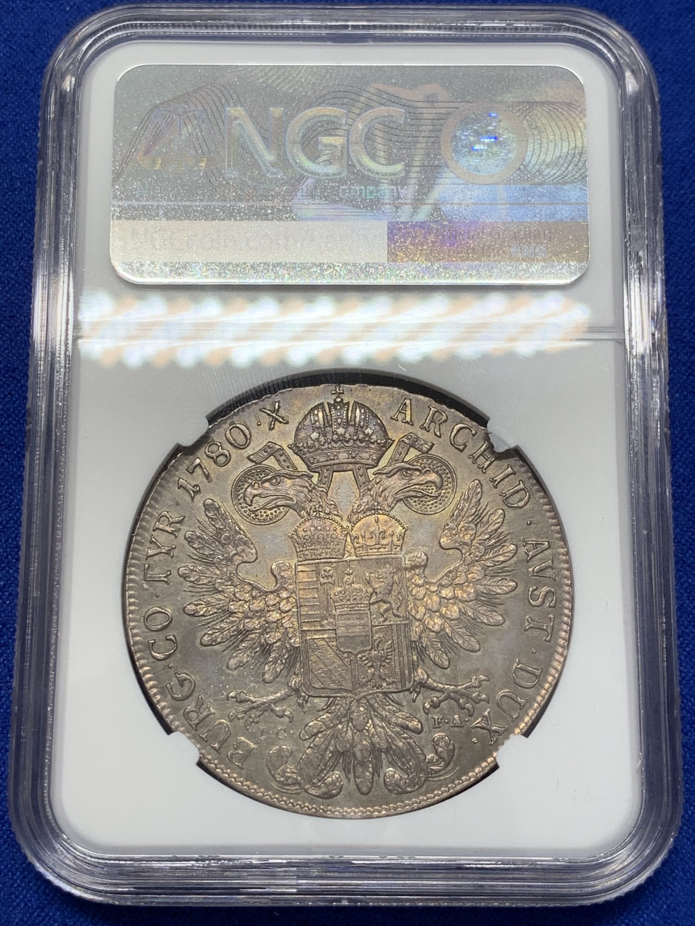 《竞宝斋》第207场-周日，周一 2场 (全场包邮) NGC AU55 奥地利1780大奶妈，维也纳原铸IC-FA版 状态极好 美国评级