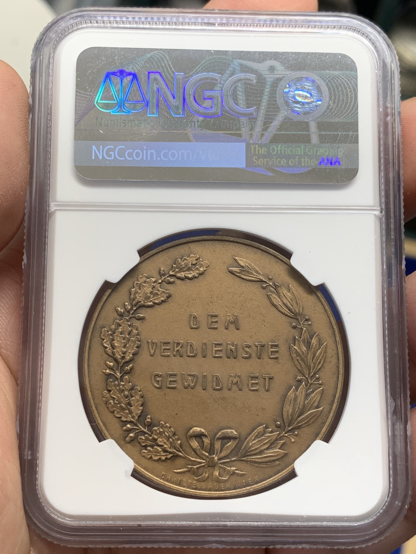 《竞宝斋》第207场-周日，周一 2场 (全场包邮) NGC MS63BN 19世纪奥地利飞鸟协会纪念铜章 少见品种 画面细腻形象