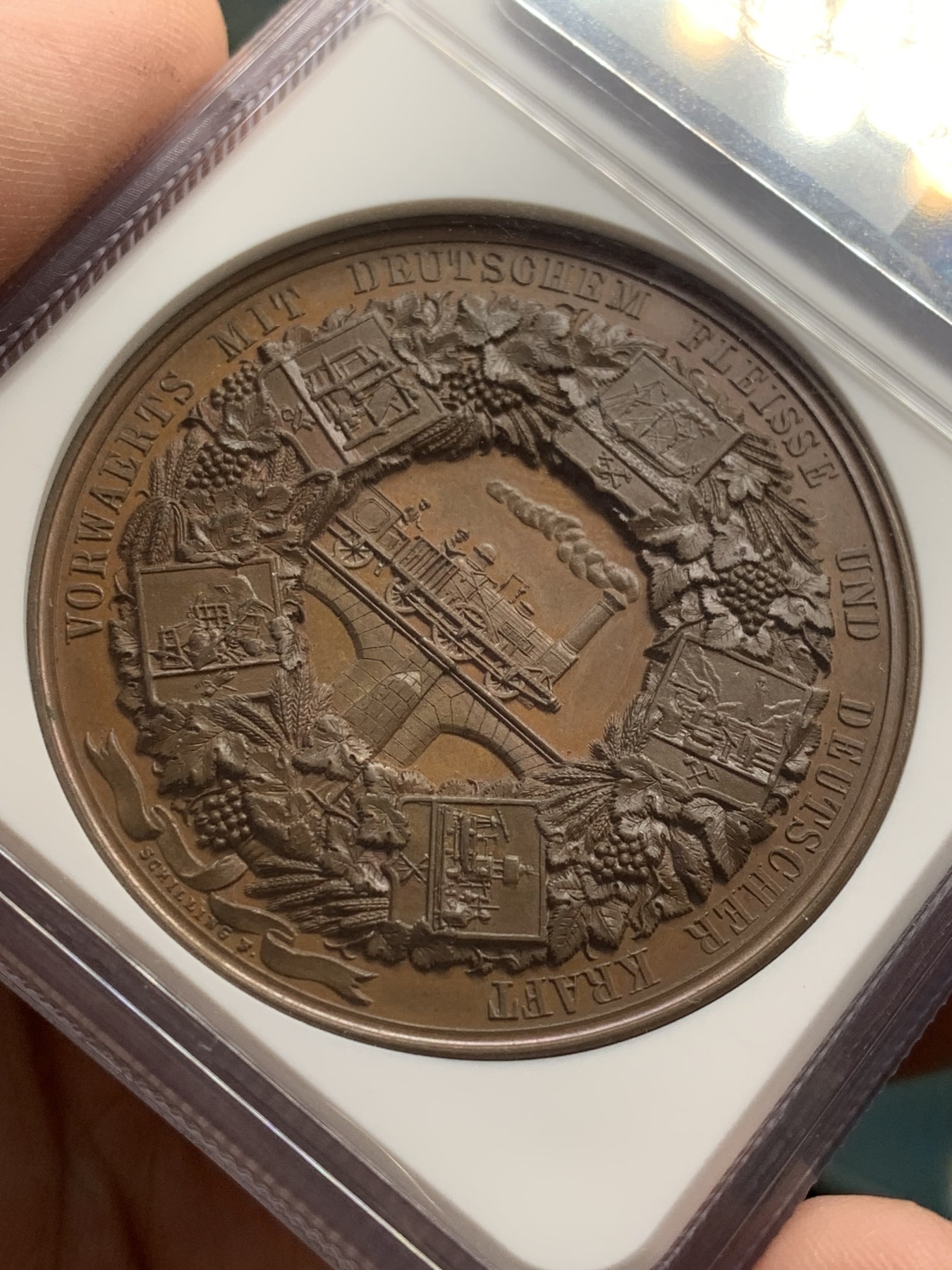 《竞宝斋》第207场-周日，周一 2场 (全场包邮) NGC MS65 德国1844柏林工业博览会铜章 亚军分 两面高浮雕都好看