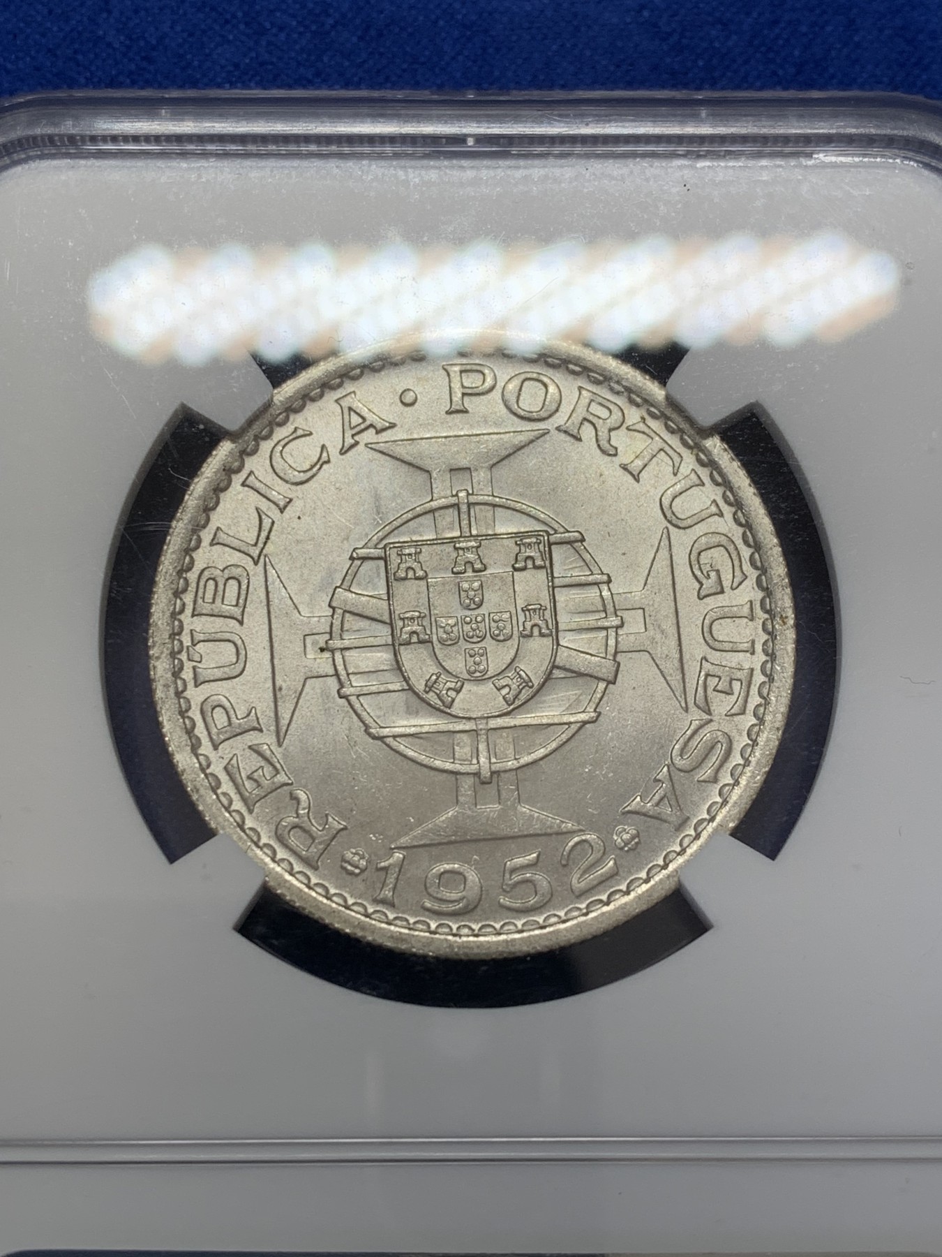 《竞宝斋》第207场-周日，周一 2场 (全场包邮) NGC-MS66 中国澳门1952年5元银币 热门品种 高等级分数