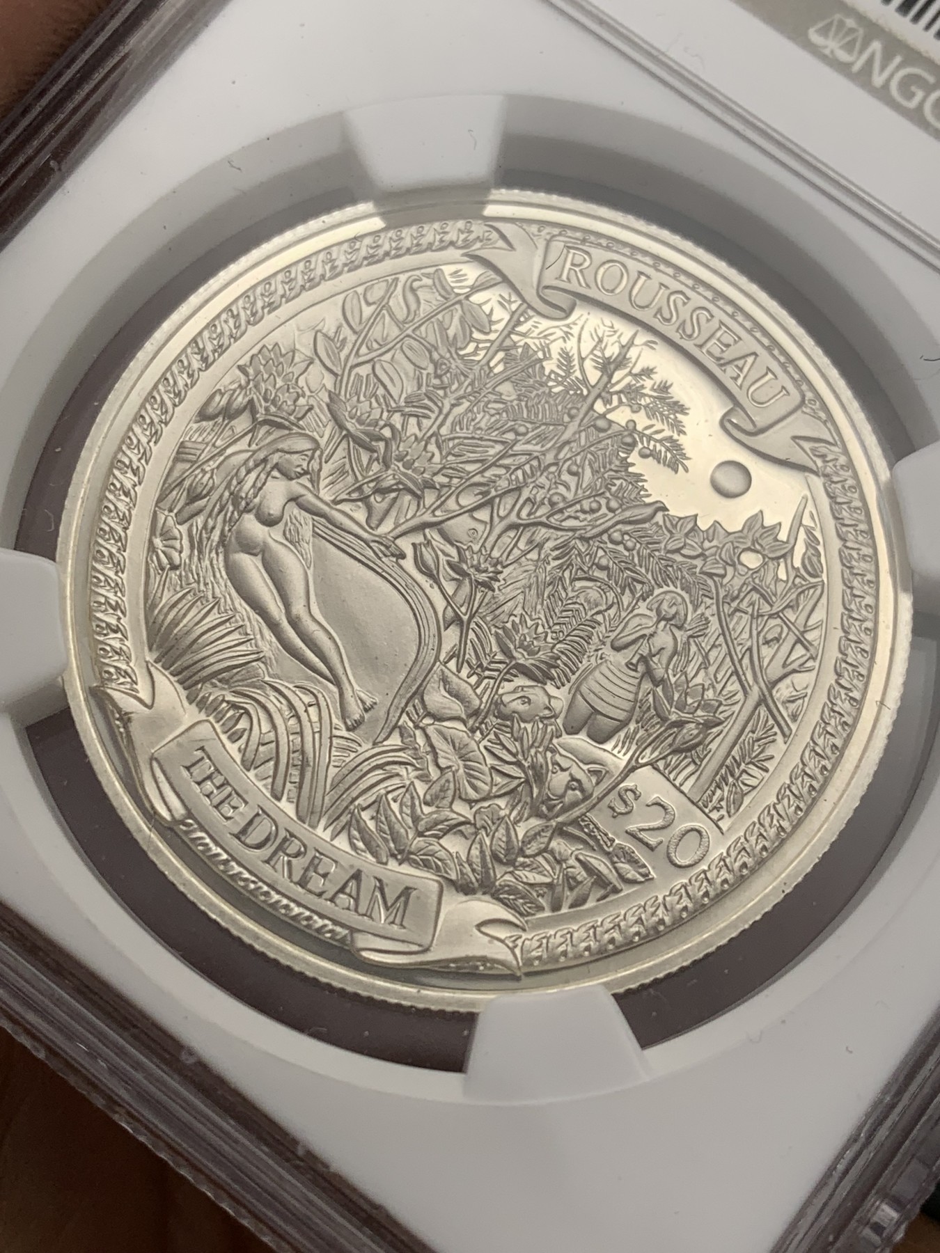 《竞宝斋》第207场-周日，周一 2场 (全场包邮) NGC PF68UC 2000年英属维京群岛名画系列之 亨利·卢梭—梦境20$银币 首见。