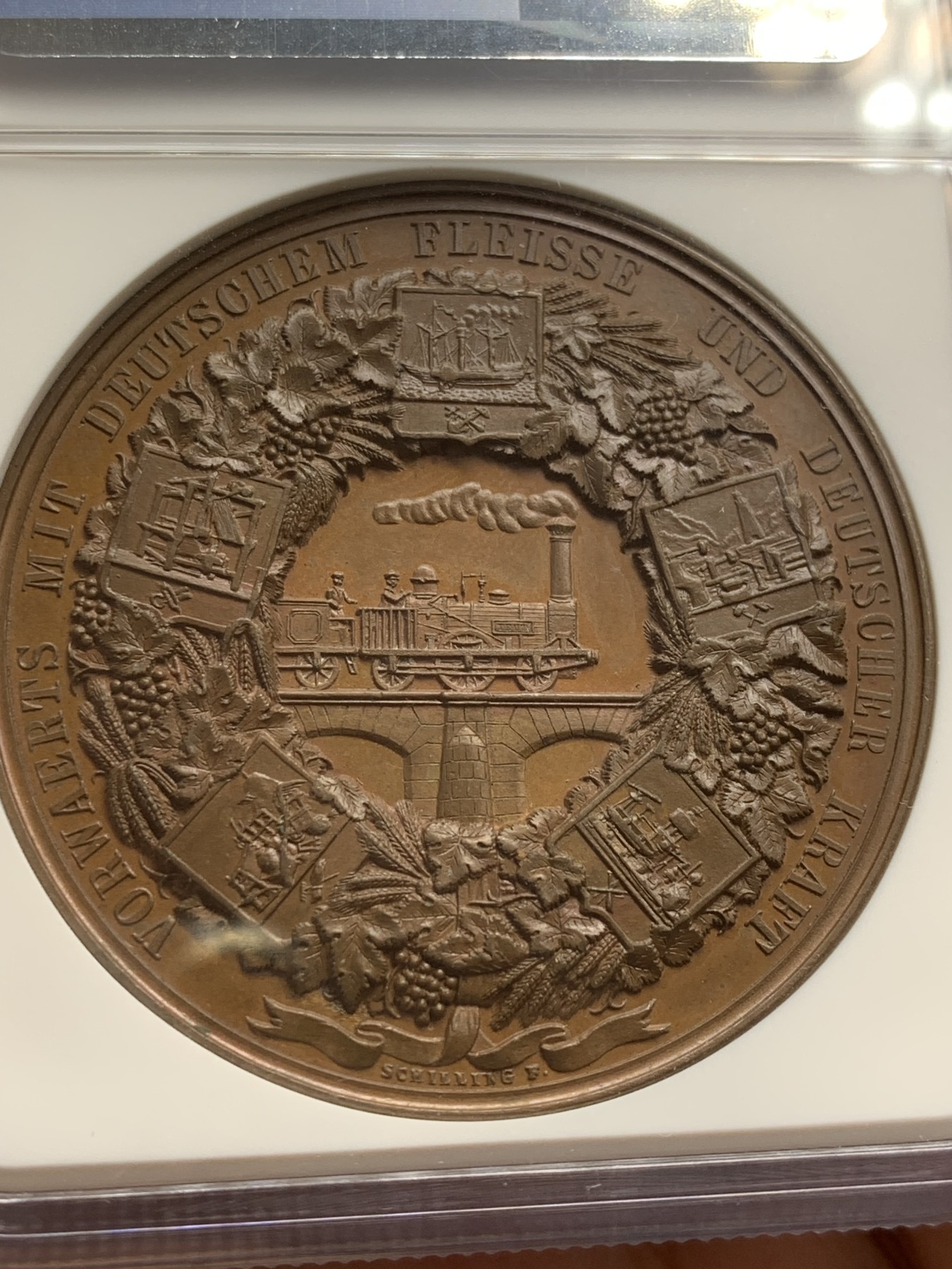 《竞宝斋》第207场-周日，周一 2场 (全场包邮) NGC MS65 德国1844柏林工业博览会铜章 亚军分 两面高浮雕都好看