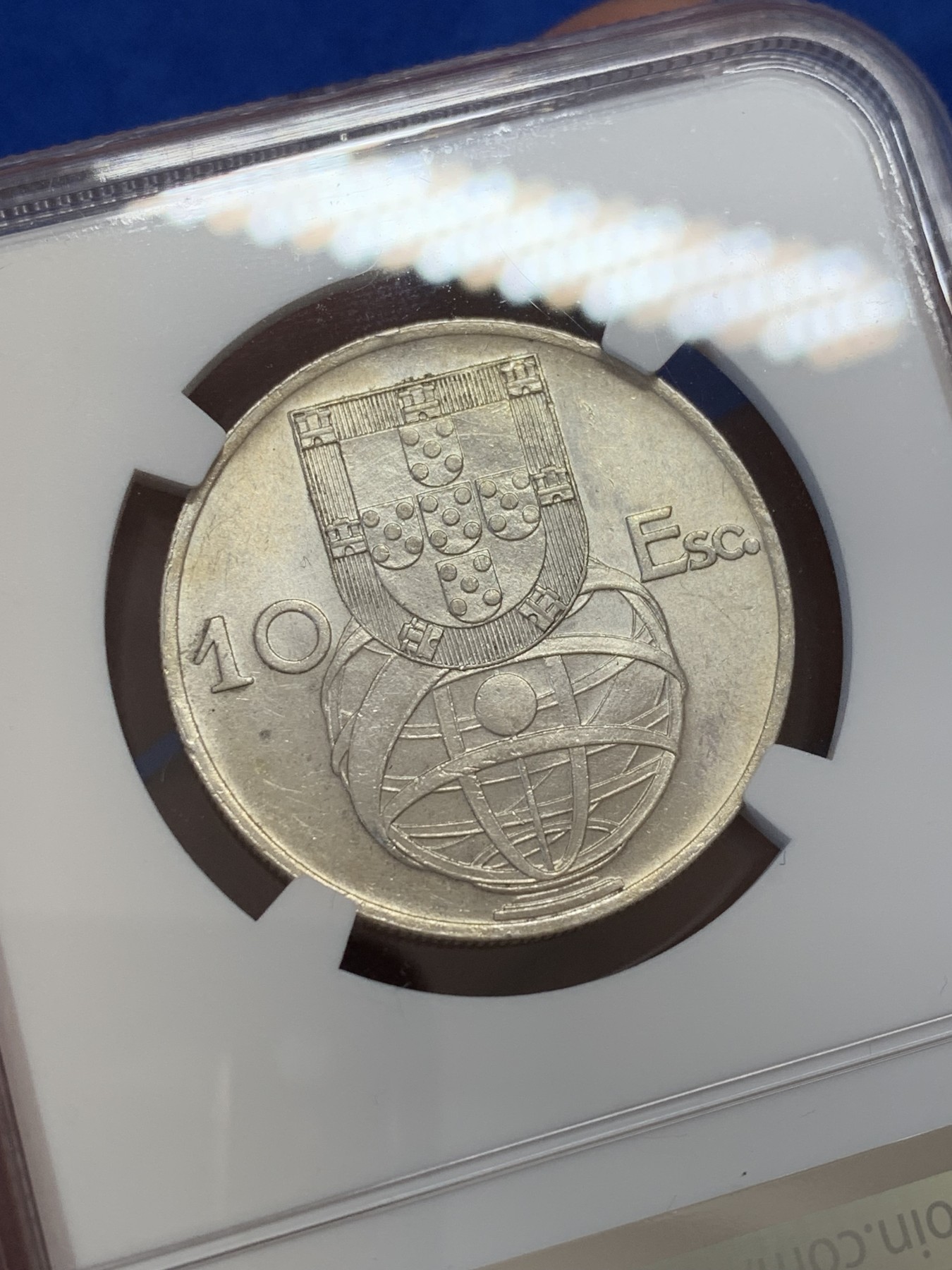 《竞宝斋》第207场-周日，周一 2场 (全场包邮) NGC-MS64 葡萄牙1954年大帆船10埃斯库多银币