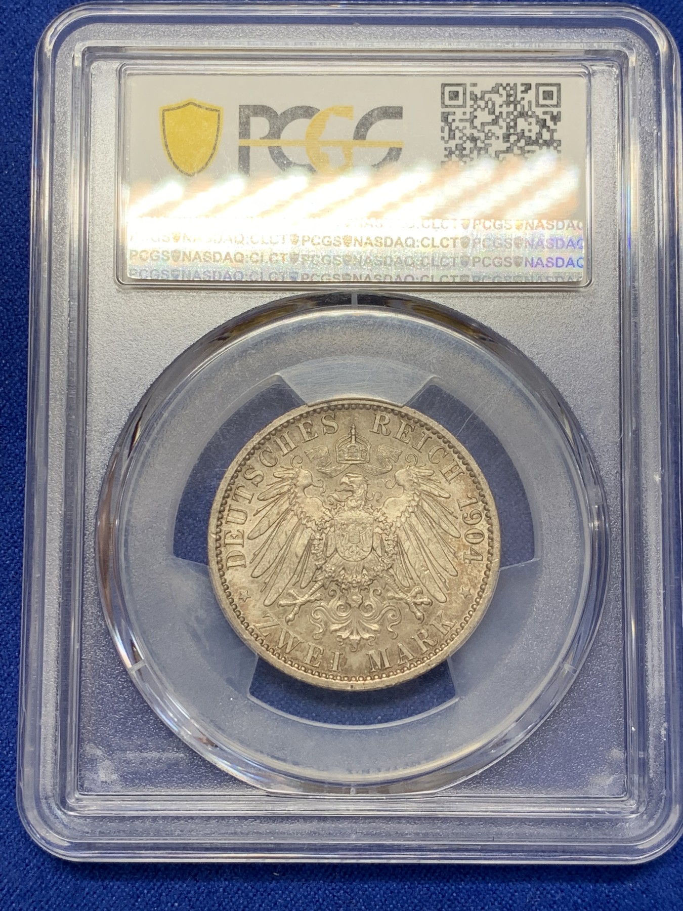 《竞宝斋》第207场-周日，周一 2场 (全场包邮) PCGS MS66 德国1904吕贝克自由市双头鹰2马克银币 高分好包浆