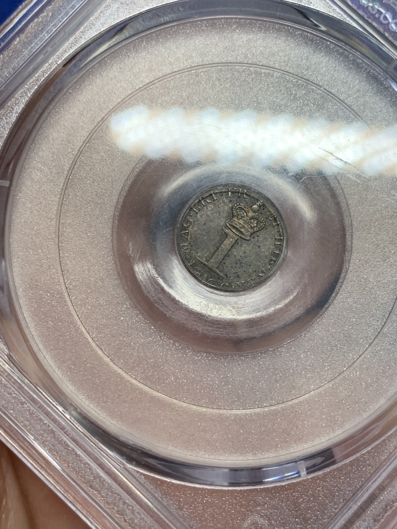 《竞宝斋》第207场-周日，周一 2场 (全场包邮) PCGS MS63 英国1800年乔治三世1便士银币，五彩包浆人像完美