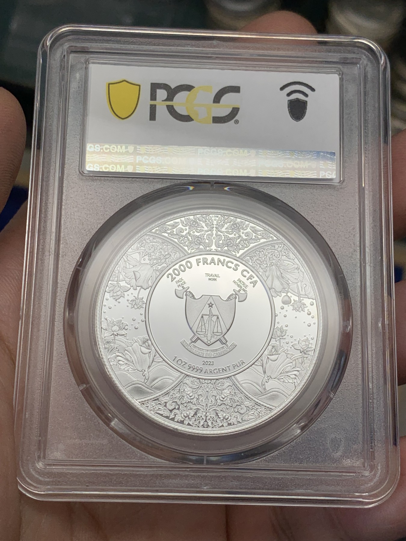 《竞宝斋》第207场-周日，周一 2场 (全场包邮) PCGS PR69 喀麦隆2023年2000中非法郎杜尔加女神银币 P盒冠军分