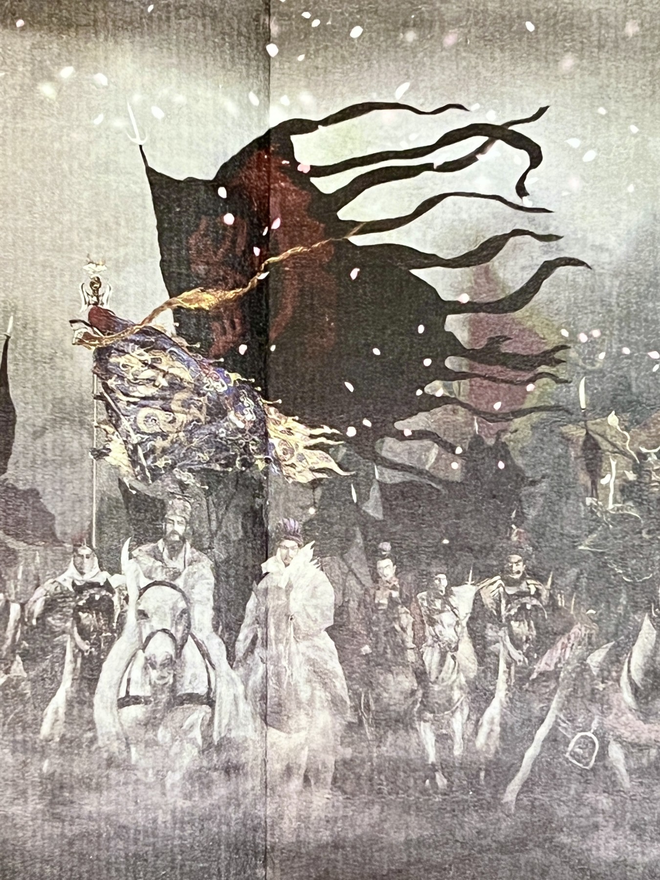 零元拍：国际知名插画大师正子公也亲签《绘卷三国志》 半熟宣复制海报。62×23.8CM。