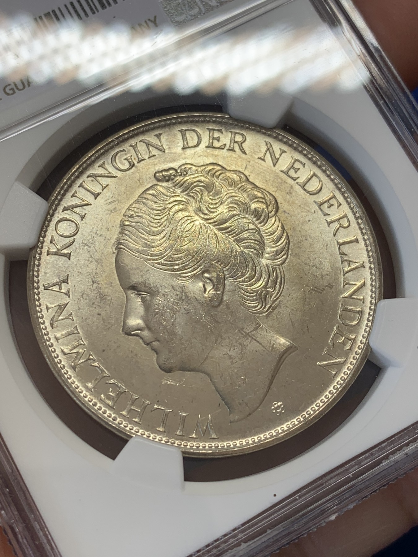 《竞宝斋》第207场-周日，周一 2场 (全场包邮) NGC MS62 1944-D年荷属库拉索威廉明娜女王2.5盾大银币