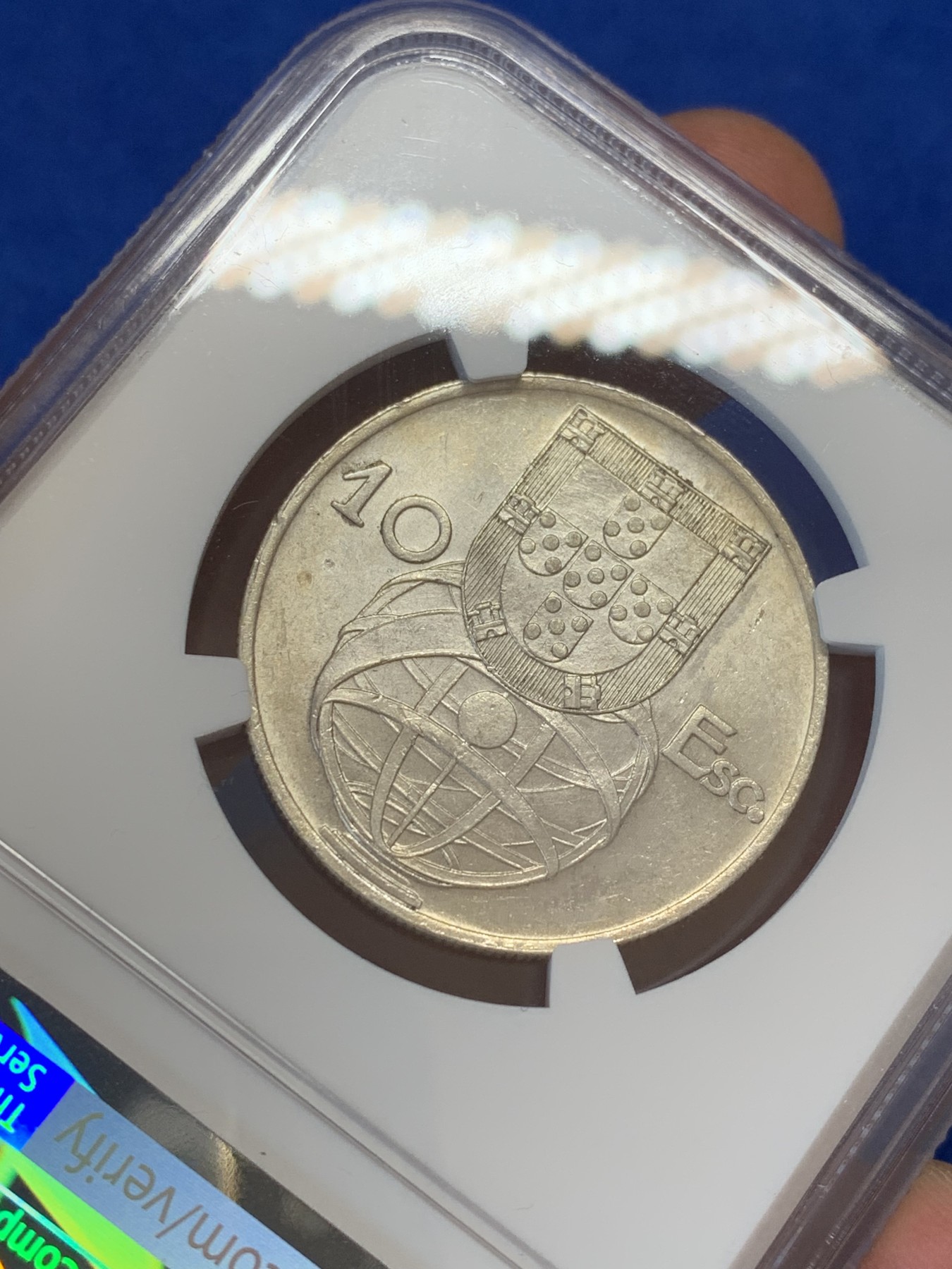 《竞宝斋》第207场-周日，周一 2场 (全场包邮) NGC-MS64 葡萄牙1954年大帆船10埃斯库多银币