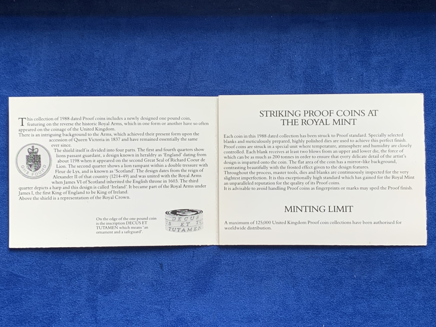 《竞宝斋》第207场-周日，周一 2场 (全场包邮) 英国1988年精制币套装 蓝盒 含独特盾牌1英磅