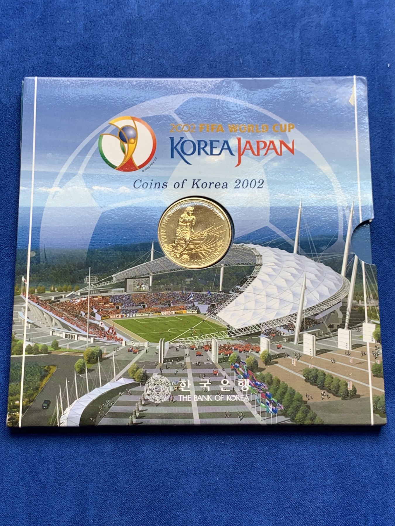 《竞宝斋》第207场-周日，周一 2场 (全场包邮) 韩国2002年7枚官方原装套币，2002世界杯主题，含纪念币，卡套完整