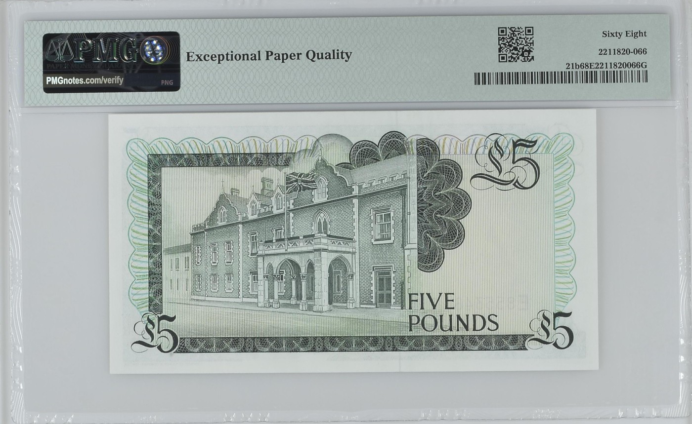 紫瑗钱币——第318期拍卖—纸币场 【高分 PMG 68EPQ】直布罗陀 1988年 伊丽莎白二世 高冠 5镑 (P-21b)