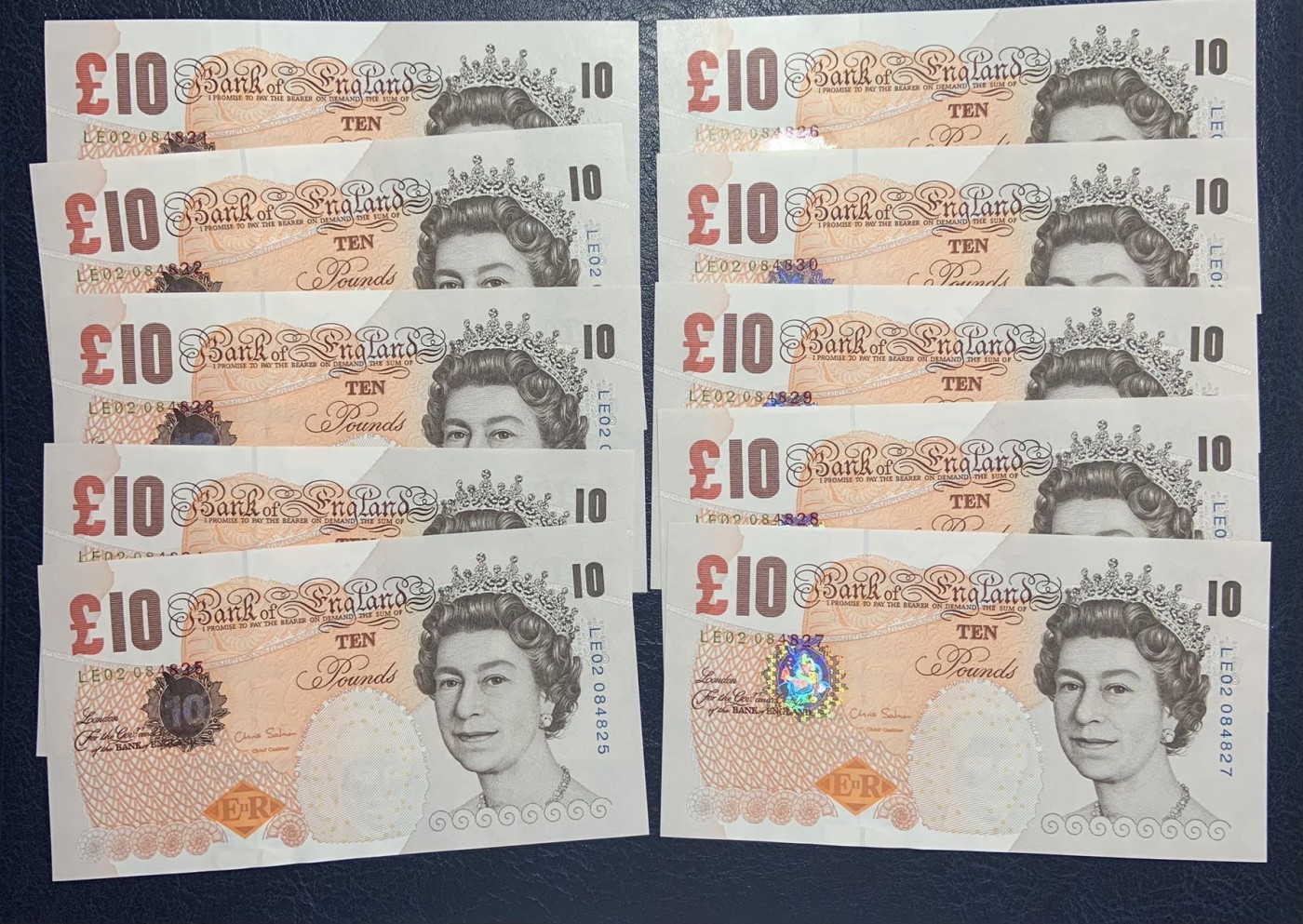 收藏联盟Quantum Auction 第297期拍卖  英国2004版10英镑标准十连号 品相全新UNC 