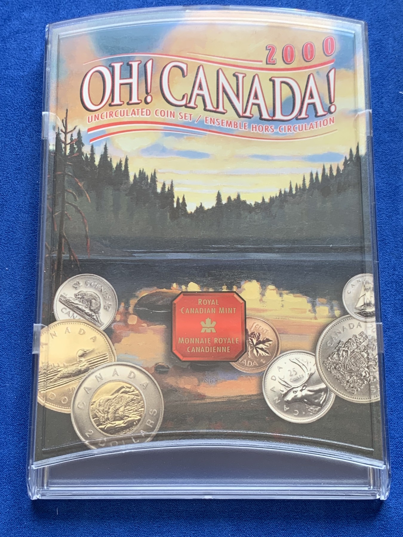 《竞宝斋》第207场-周日，周一 2场 (全场包邮) 加拿大 2000千禧年UNC套币 7枚（含2加元双金属币，带盒子）
