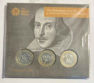 英国2016年 莎士比亚逝世400周年 2英镑双色纪念币 3枚全套 官方卡币 - 英国2016年 莎士比亚逝世400周年 2英镑双色纪念币 3枚全套 官方卡币