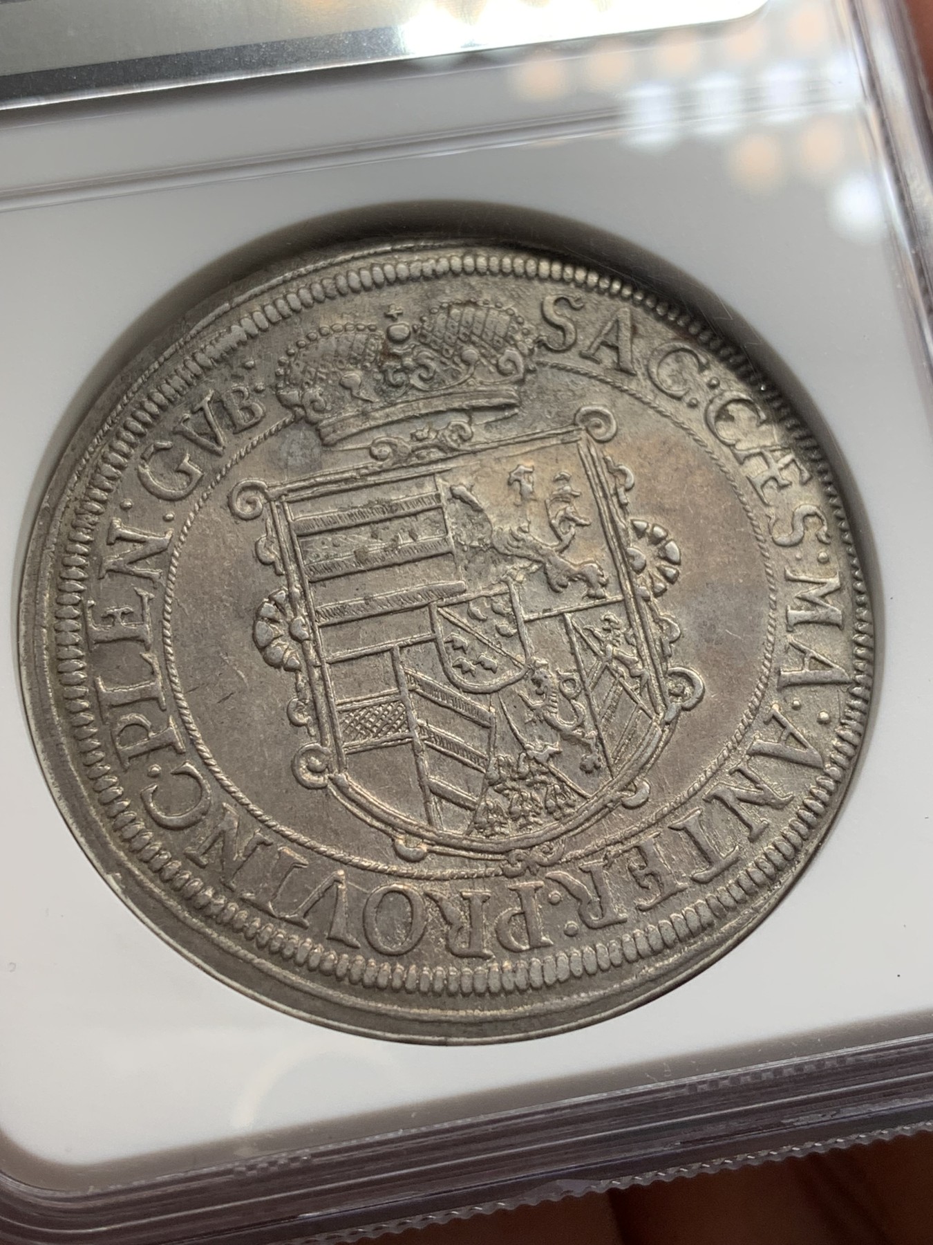 《竞宝斋》第207场-周日，周一 2场 (全场包邮) NGC-AU58分 神罗阿尔萨斯 1630年 泰勒银币 紫罗兰包浆 罕见版别 2022年Numismatik Zoettl裸币750欧成交