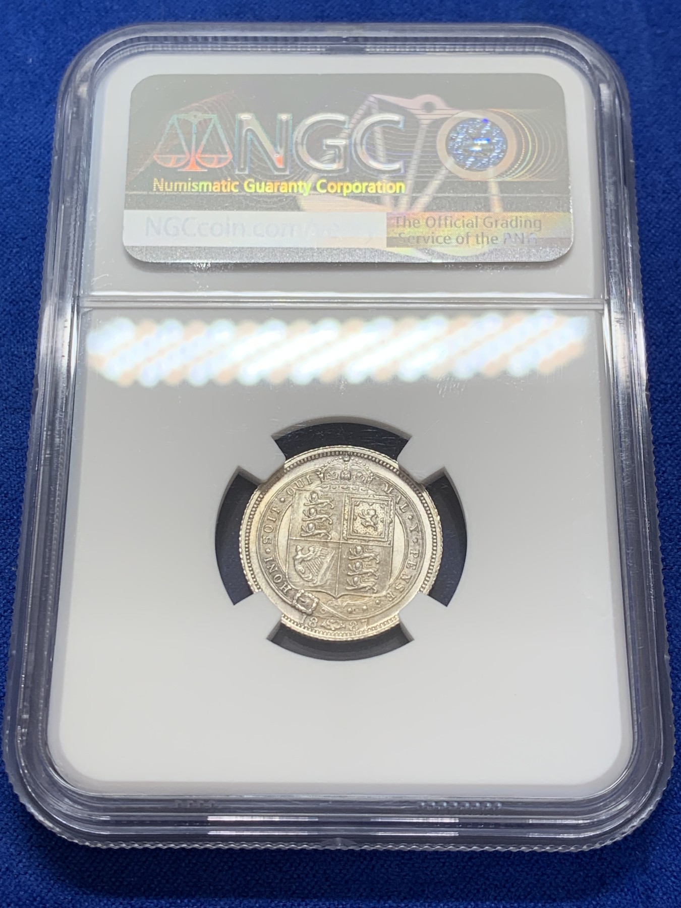 《竞宝斋》第207场-周日，周一 2场 (全场包邮) NGC-MS63 英国1887年维多利亚高冠6便士银币 盾徽撤回版