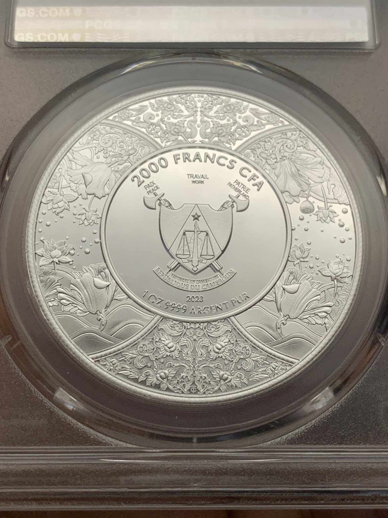 《竞宝斋》第207场-周日，周一 2场 (全场包邮) PCGS PR69 喀麦隆2023年2000中非法郎杜尔加女神银币 P盒冠军分