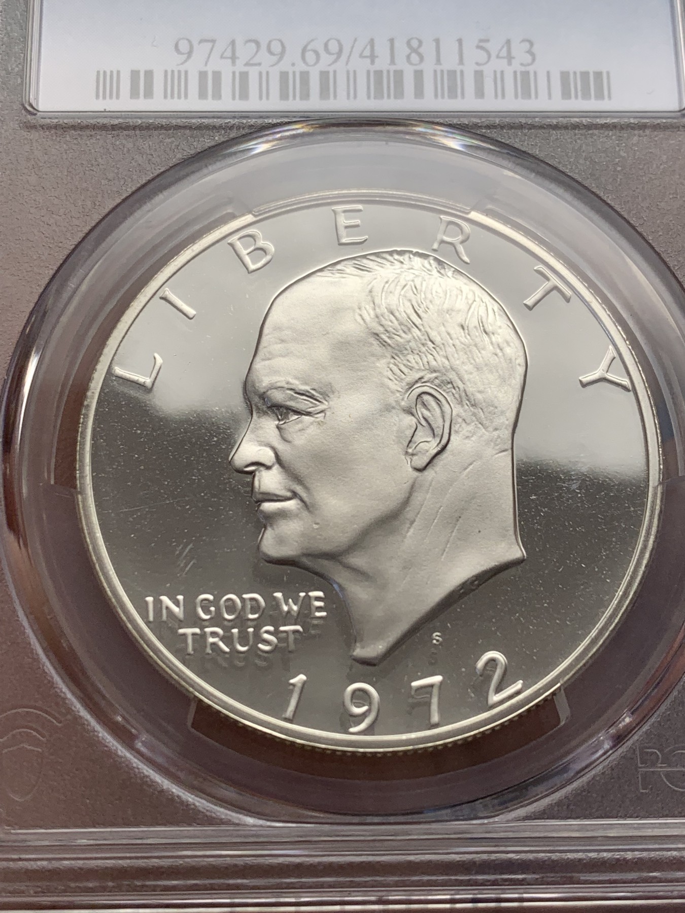 《竞宝斋》第207场-周日，周一 2场 (全场包邮) PCGS PR69 美国1972艾森豪威尔精制大银币