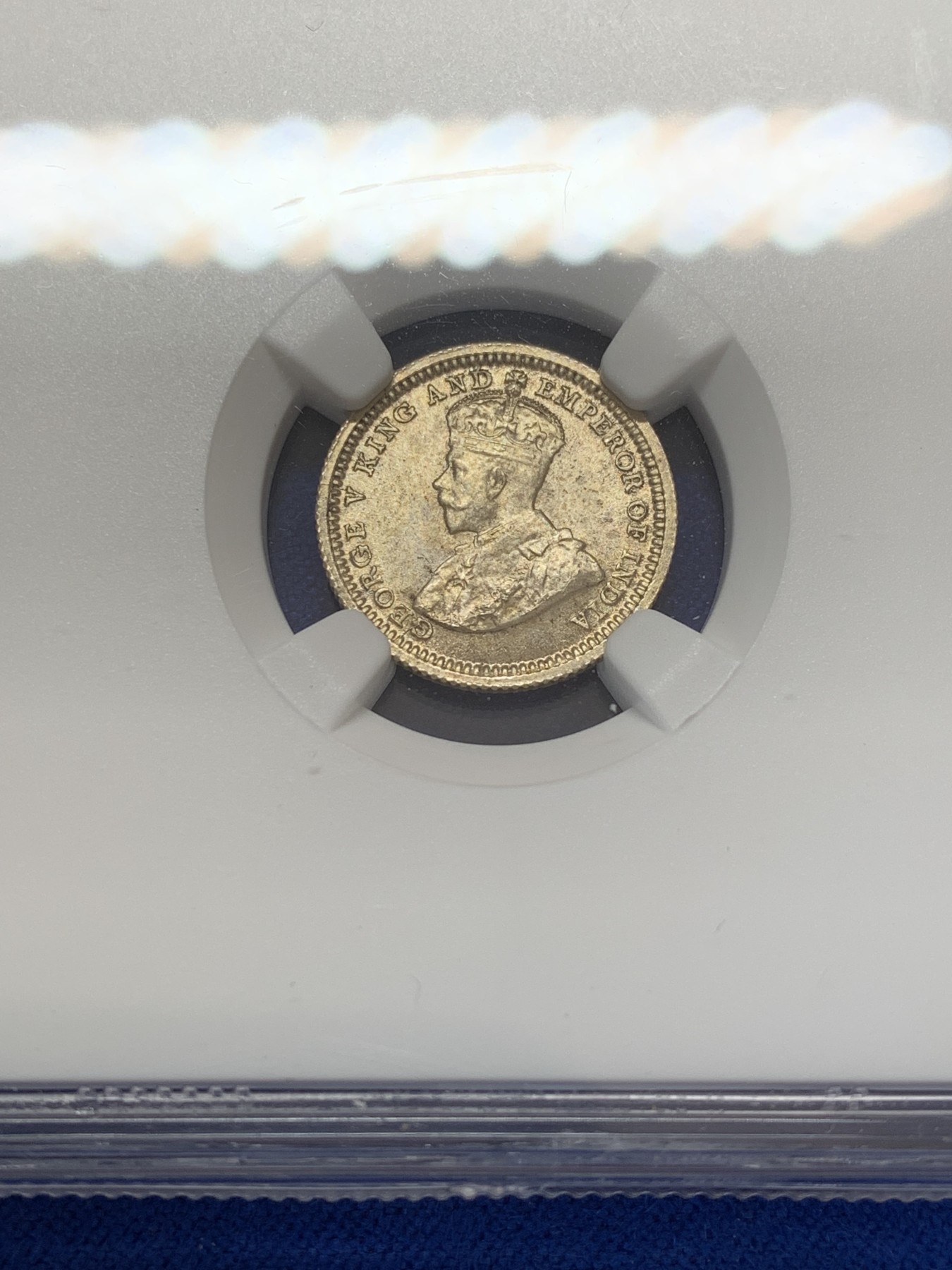 《竞宝斋》第207场-周日，周一 2场 (全场包邮) NGC-MS65 英属海峡殖民地 1935年 5分银币 乔治五世 高分极品 转光强烈