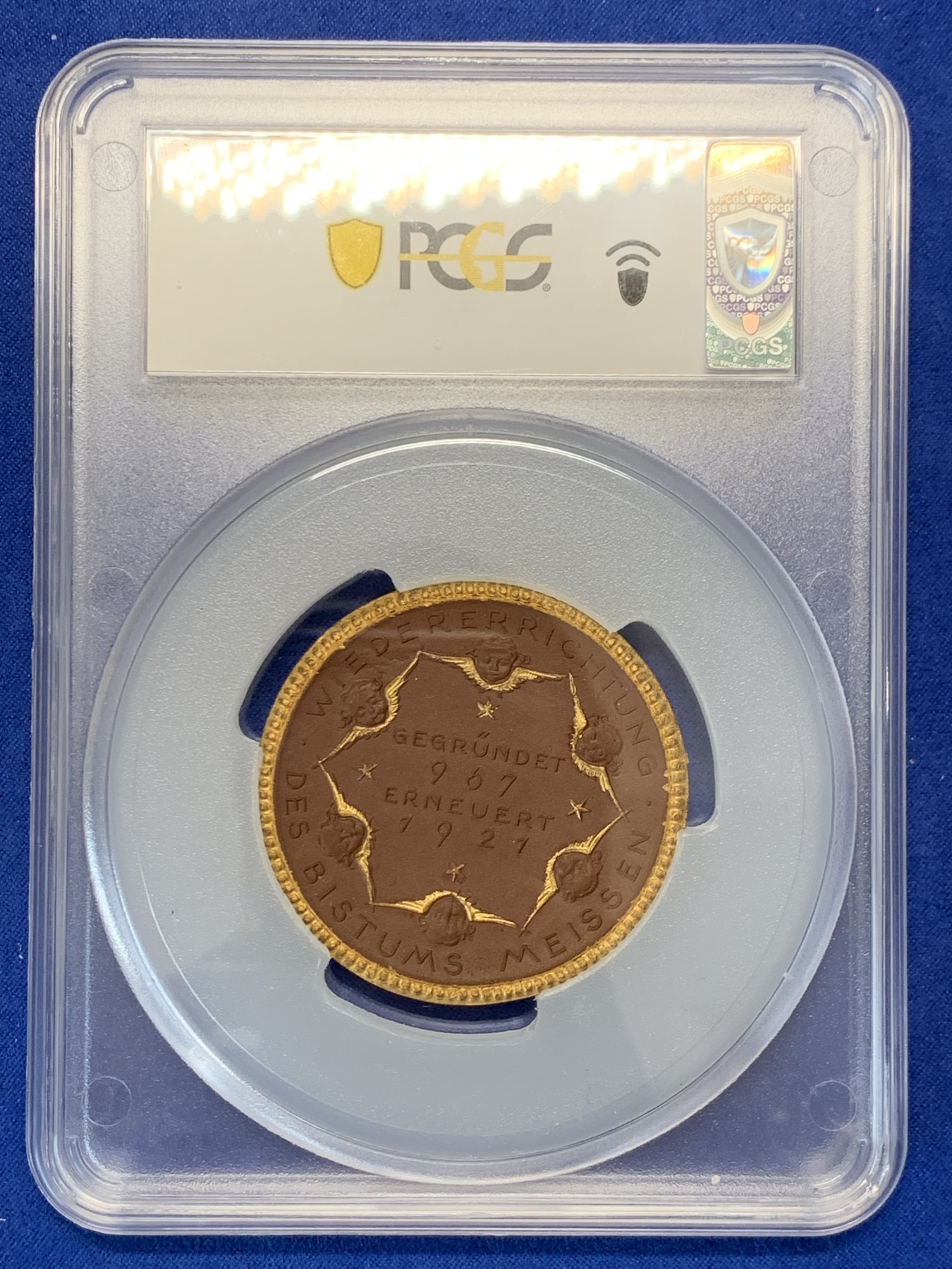 《竞宝斋》第207场-周日，周一 2场 (全场包邮) PCGS MS66 德国1921魏玛教区主教点金陶瓷币 唯一冠军分 大盒