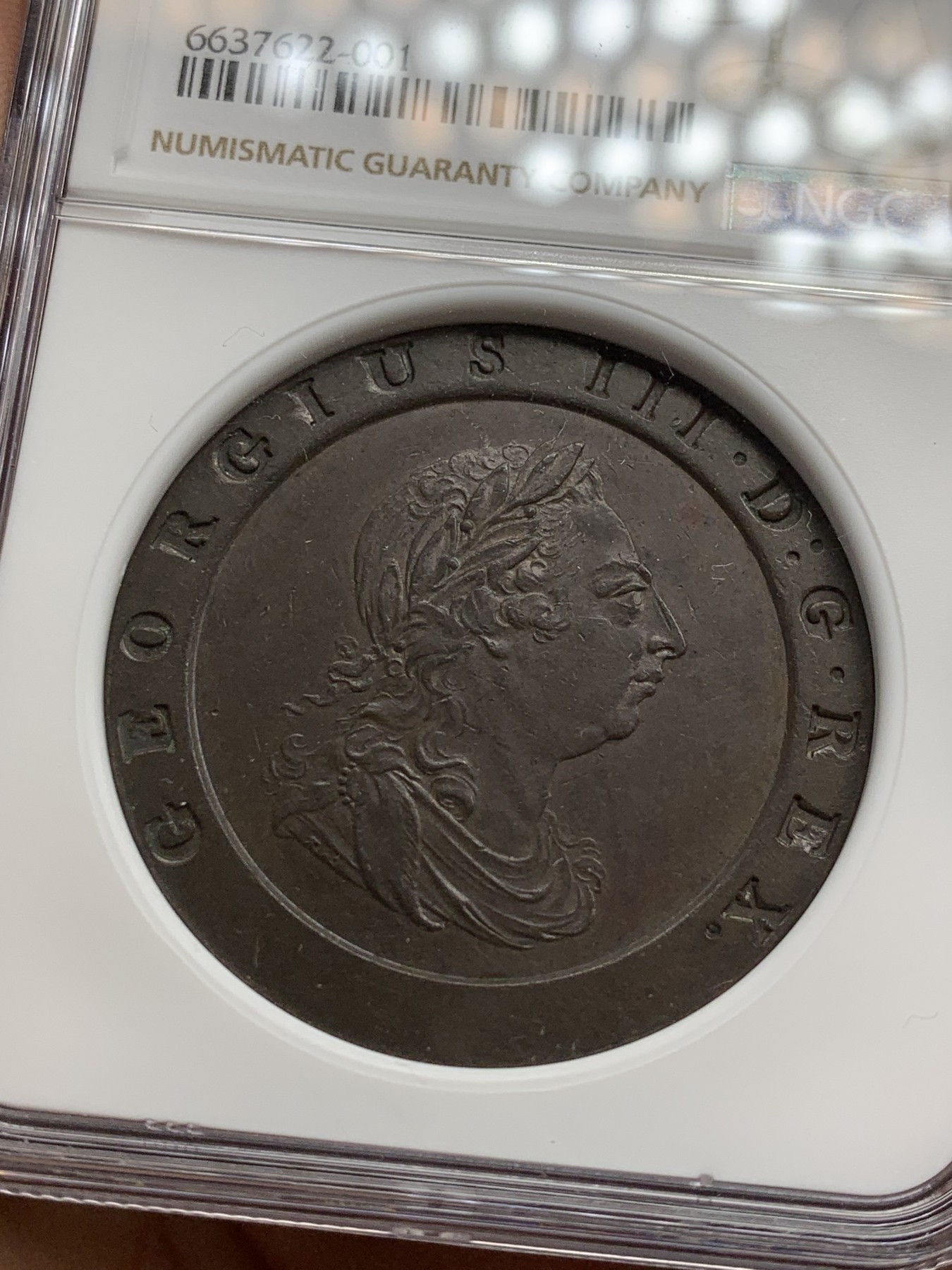 《竞宝斋》第207场-周日，周一 2场 (全场包邮) NGC AU58 英国 1797 车轮2便士大铜币 63分的日本刚成交1.1W 58分性价比高