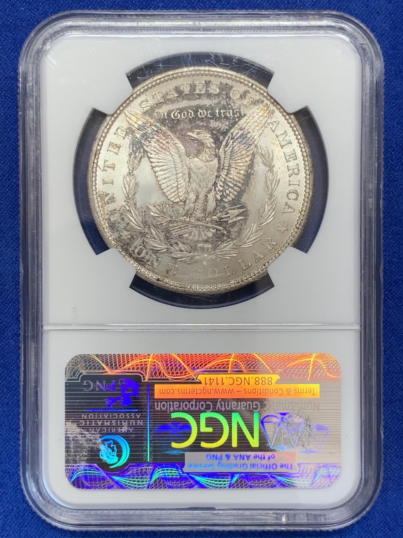 《竞宝斋》第207场-周日，周一 2场 (全场包邮) NGC MS66 美国 1879年S版 摩根1美元 大银币 淡彩十字光 状态非常好，带Stack's 收藏标签 很有意义