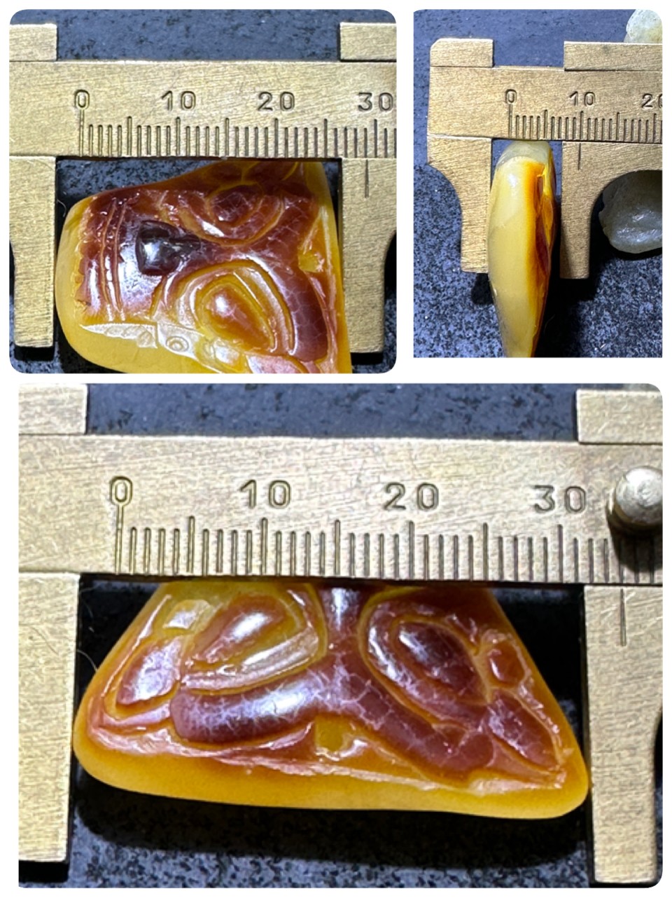 精美天然乌克兰蜜蜡原石原皮雕刻古蜀文化三星堆面具吊坠一个，