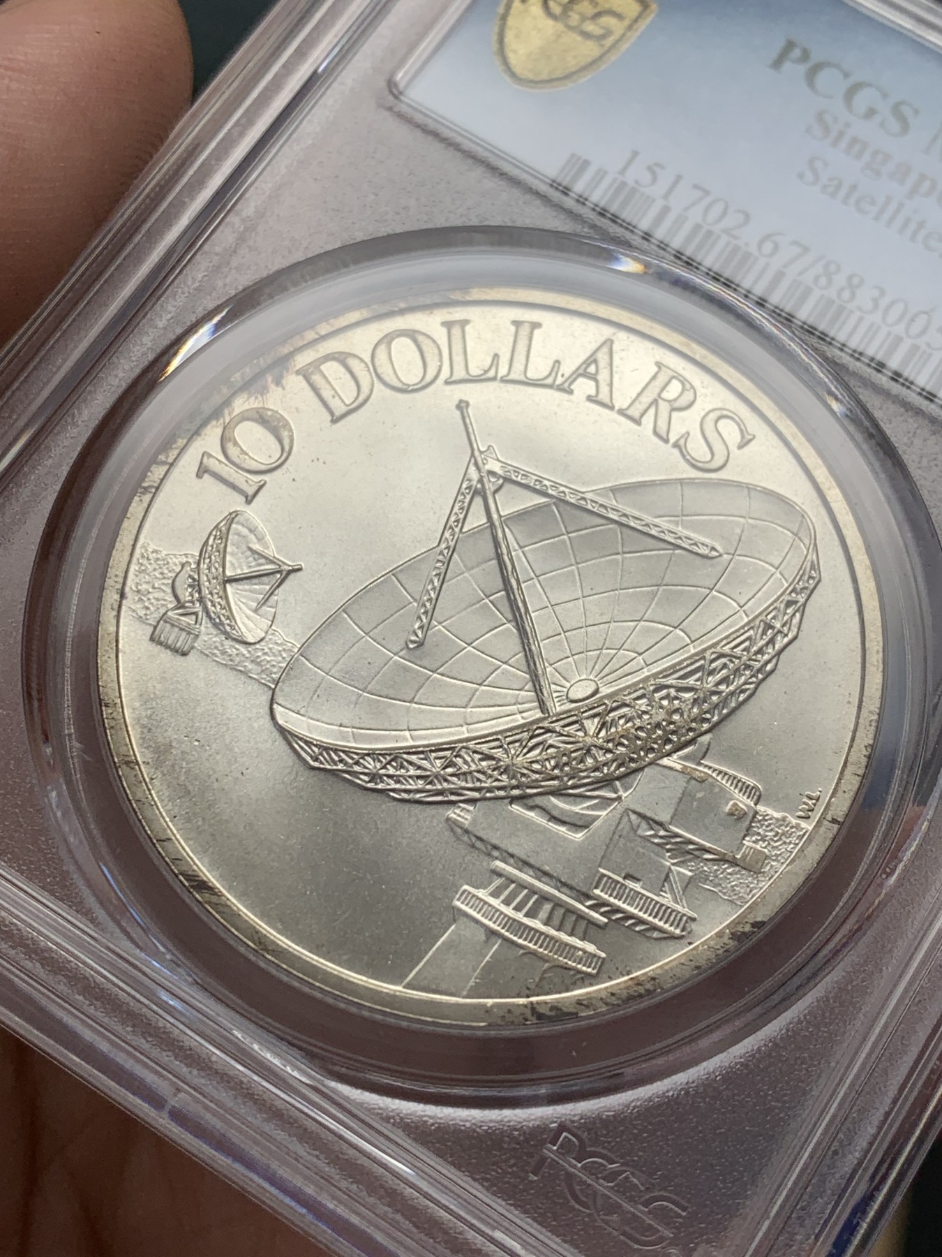 《竞宝斋》第207场-周日，周一 2场 (全场包邮) PCGS MS67 1979新加坡雷达10元银币 67高分