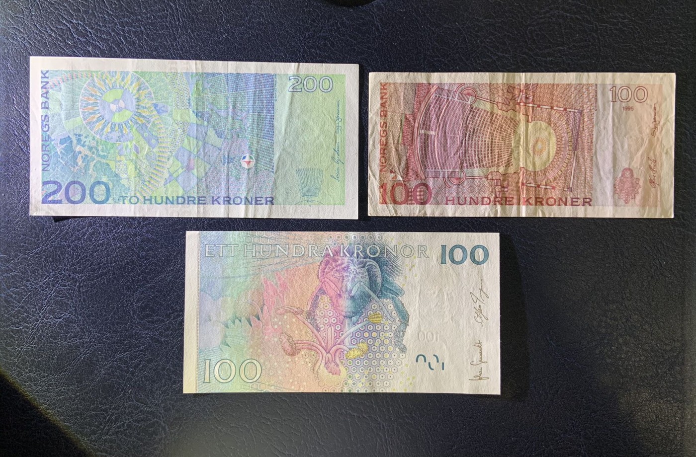 收藏联盟Quantum Auction 第297期拍卖  挪威1995-2011年50-200克朗和瑞典2007年100克朗 非全新 品相如图(挪威两张50克朗为UNC )
