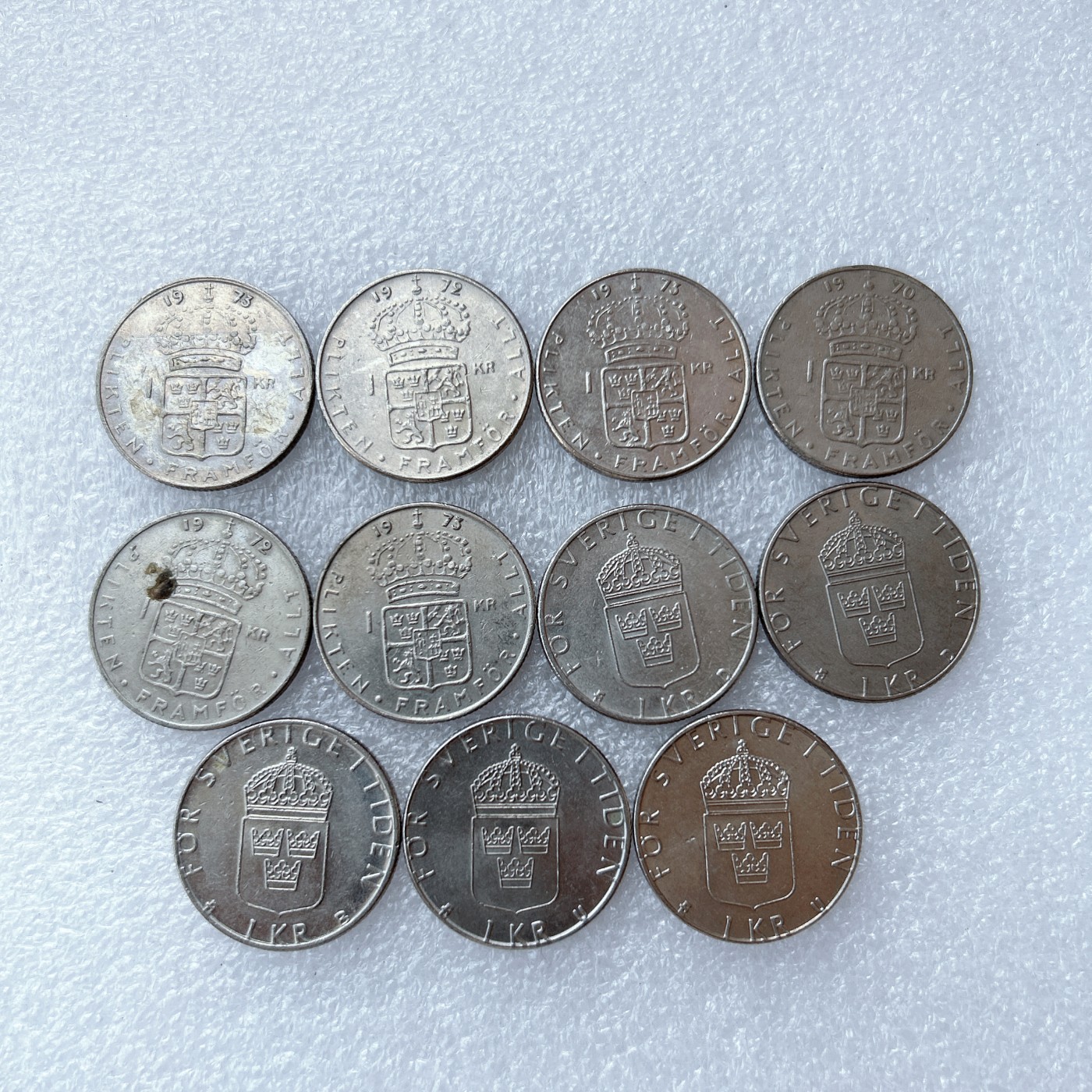 全场一元起拍 世界钱币散币场 第30期 瑞典1克朗 11枚