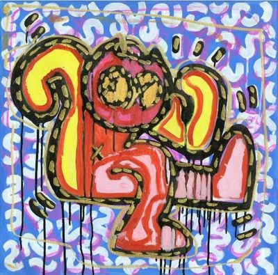 零元拍：歪歪亲笔签名原画大画幅《舞者》尺寸600/600MM - 零元拍：歪歪亲笔签名原画大画幅《舞者》尺寸600/600MM
