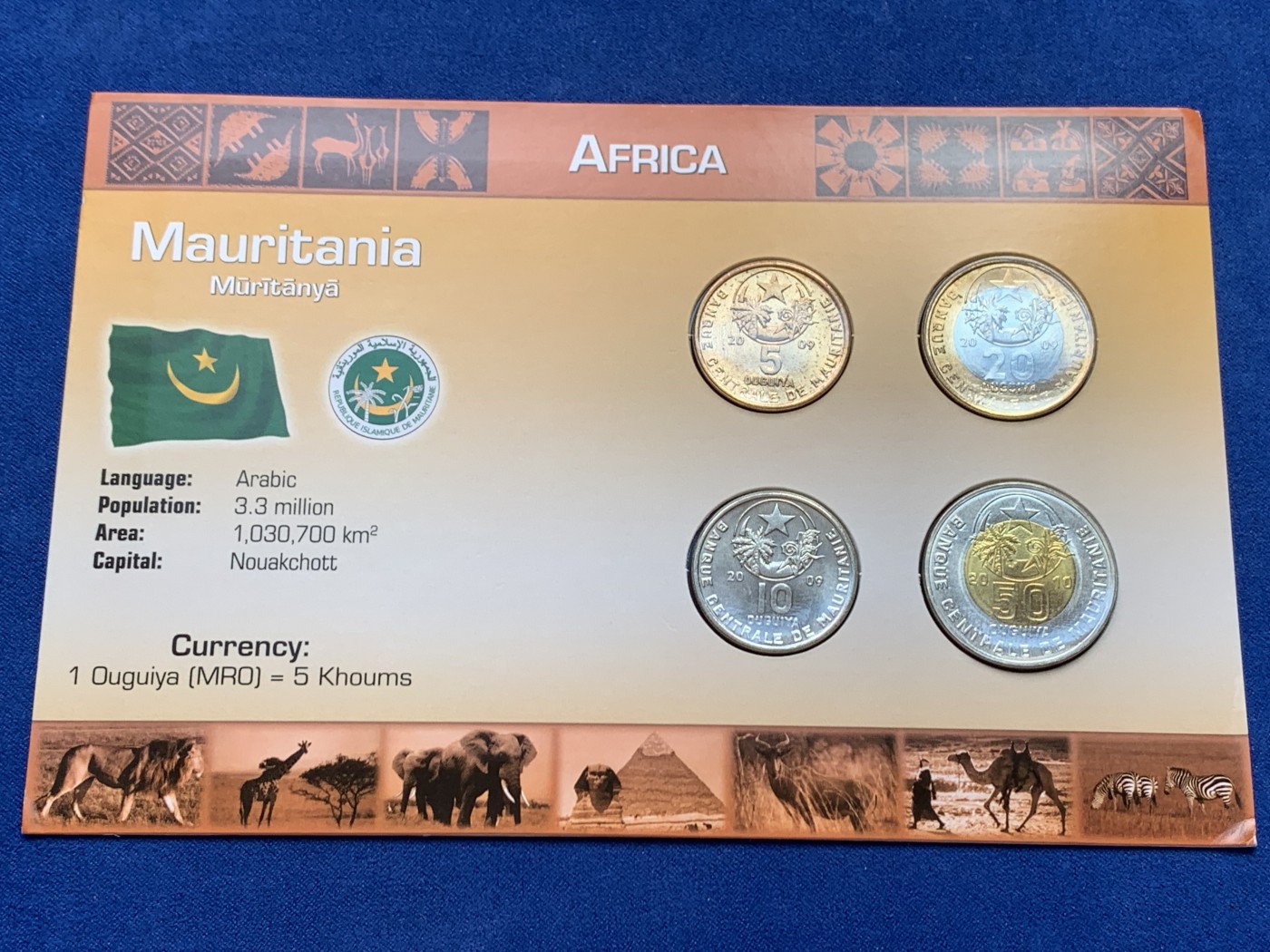 《竞宝斋》第207场-周日，周一 2场 (全场包邮) 毛里塔尼亚2009-10四枚密封套币，含两枚双色币，unc-bu强光好品！