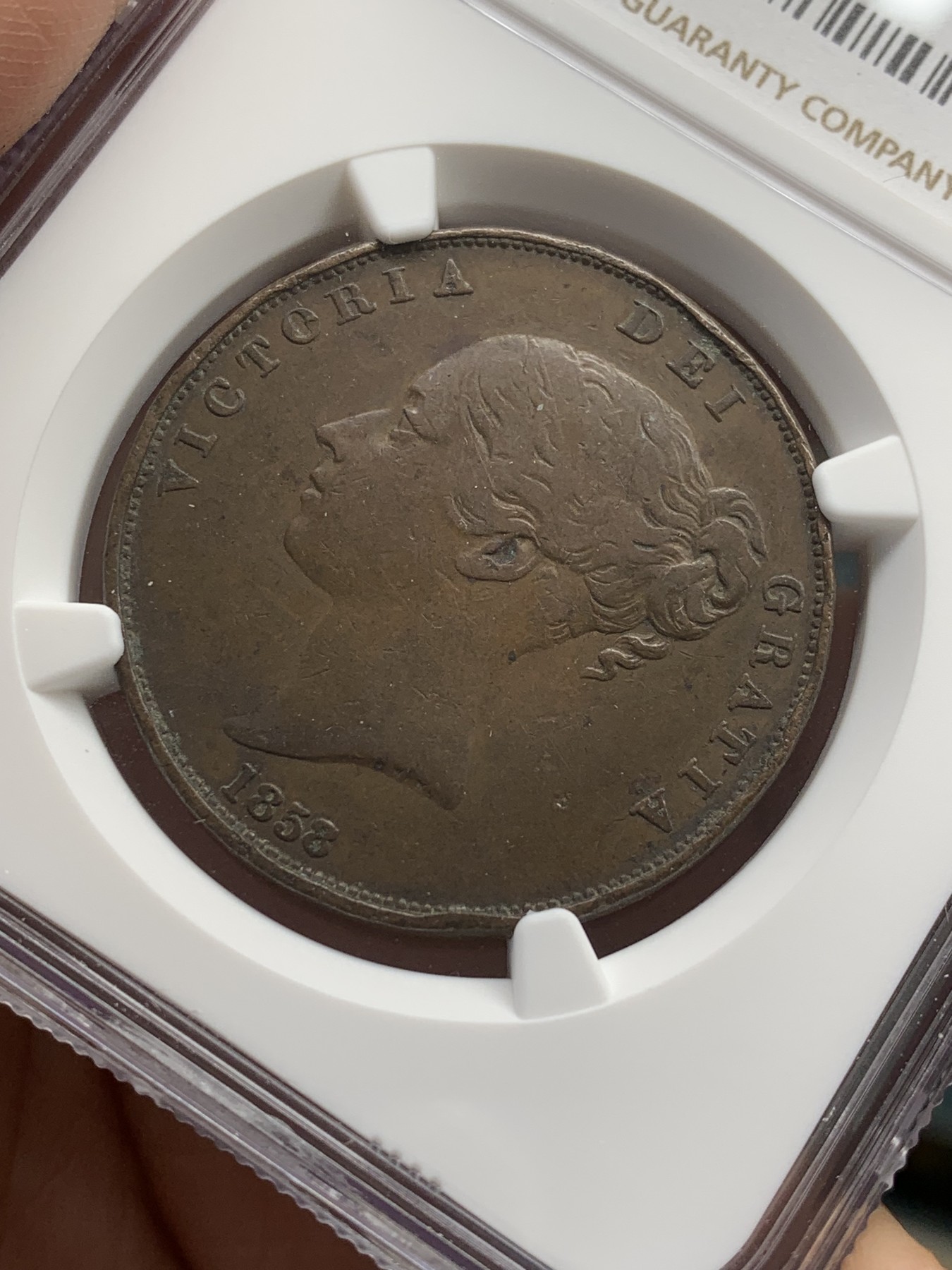 《竞宝斋》第207场-周日，周一 2场 (全场包邮) NGC fine details 英国1858年1便士铜币