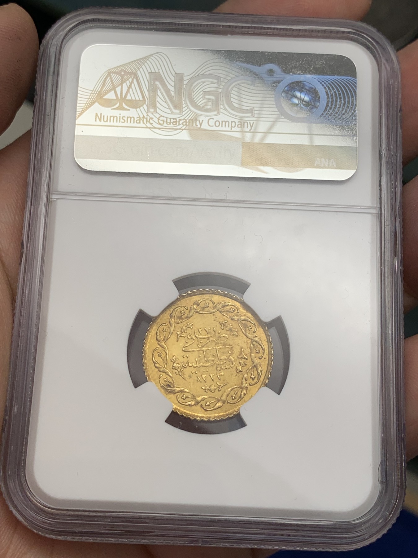 《竞宝斋》第207场-周日，周一 2场 (全场包邮) NGC-MS62 AH1223/27年奥斯曼土耳其小金币 19世纪初期的金币，设计精美，压力十足