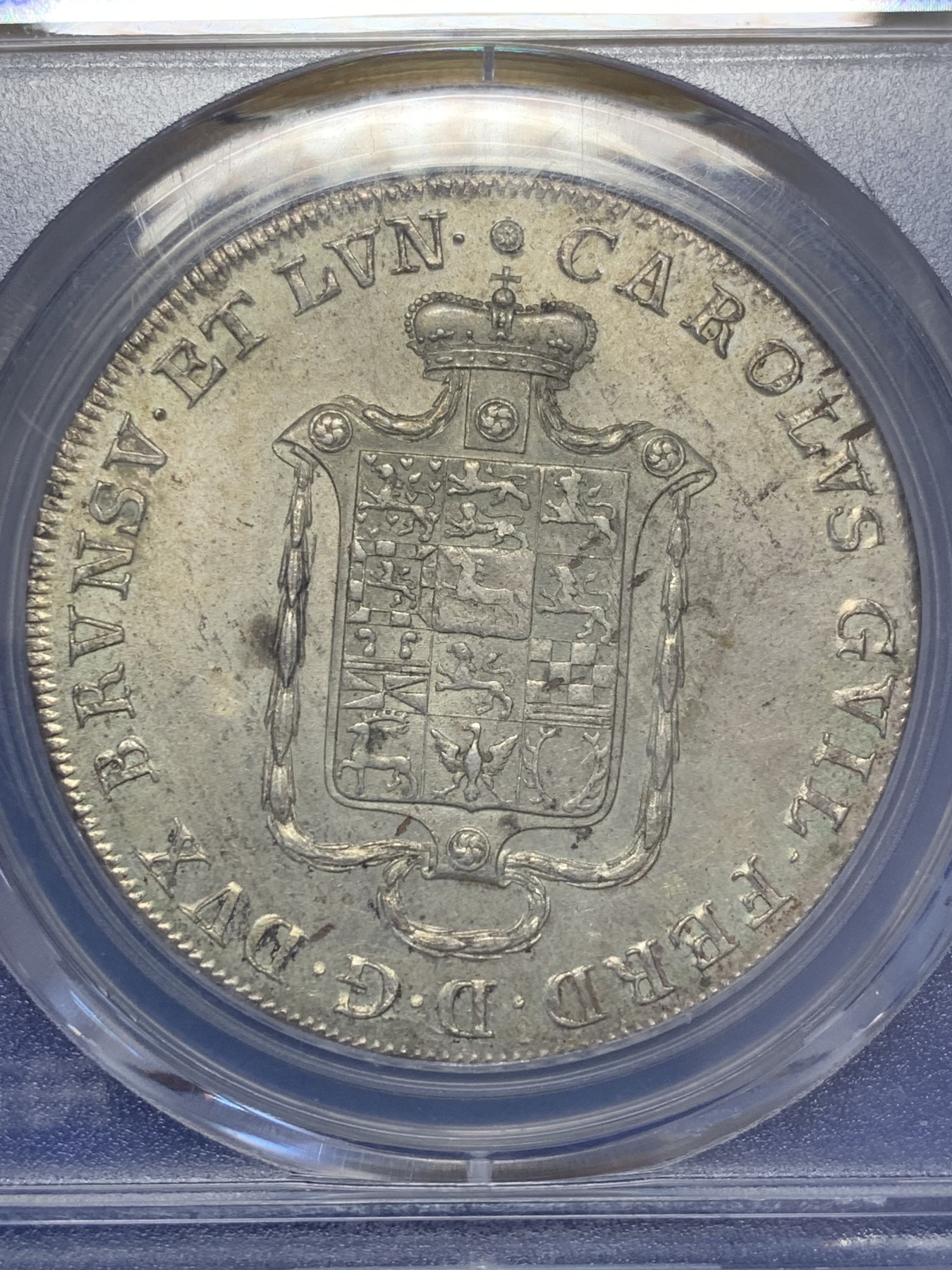 《竞宝斋》第207场-周日，周一 2场 (全场包邮) PCGS MS63冠军分德国神罗 1790MC 布伦瑞克-狼堡纹章 泰勒