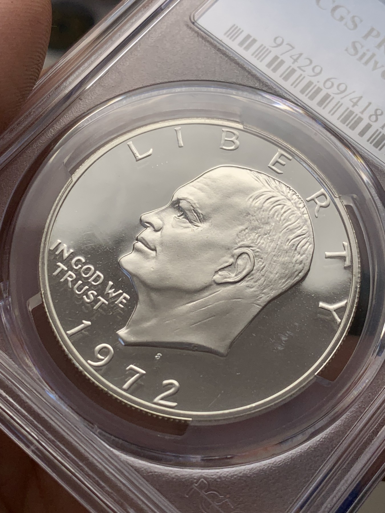 《竞宝斋》第207场-周日，周一 2场 (全场包邮) PCGS PR69 美国1972艾森豪威尔精制大银币