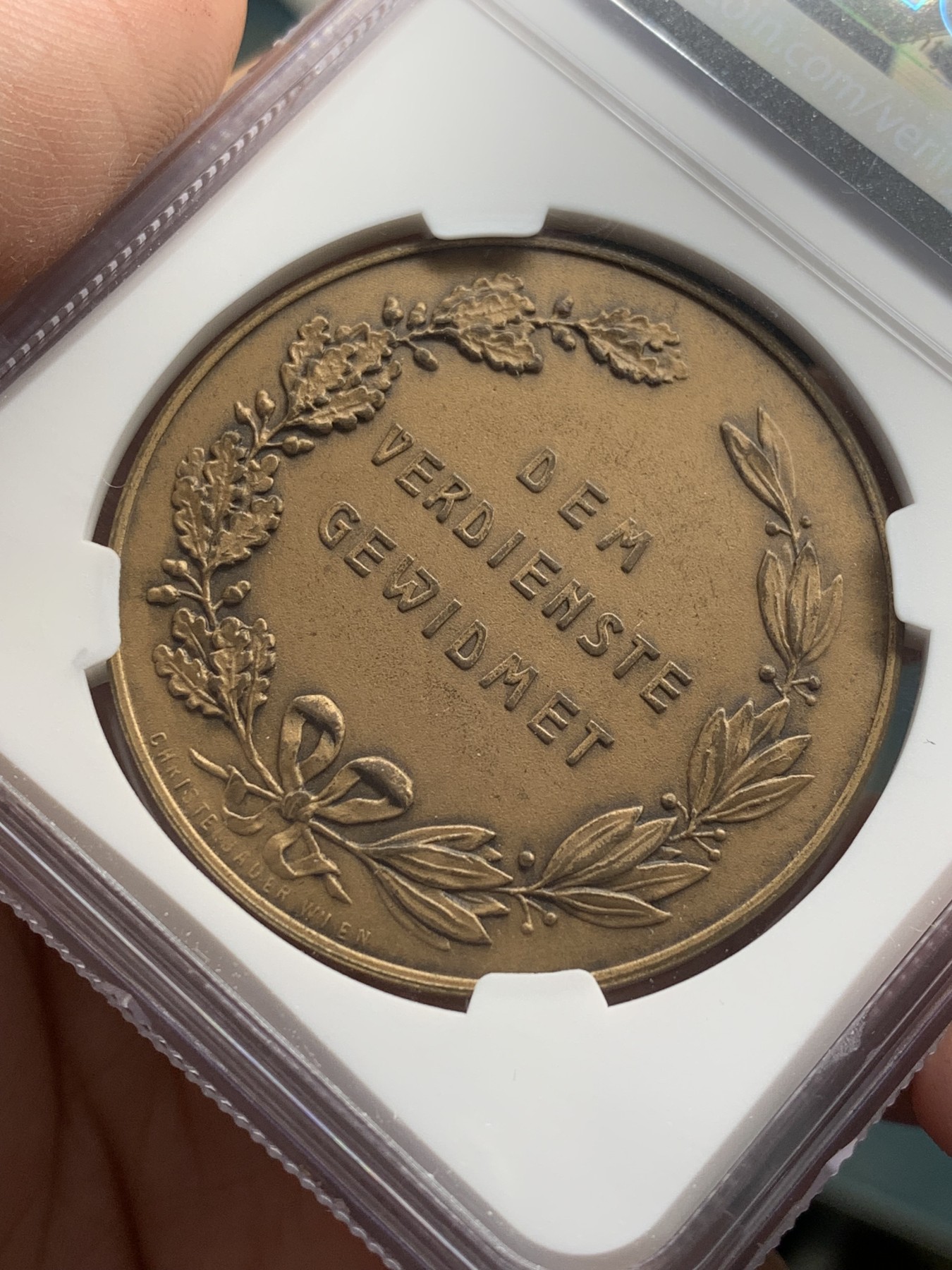 《竞宝斋》第207场-周日，周一 2场 (全场包邮) NGC MS63BN 19世纪奥地利飞鸟协会纪念铜章 少见品种 画面细腻形象