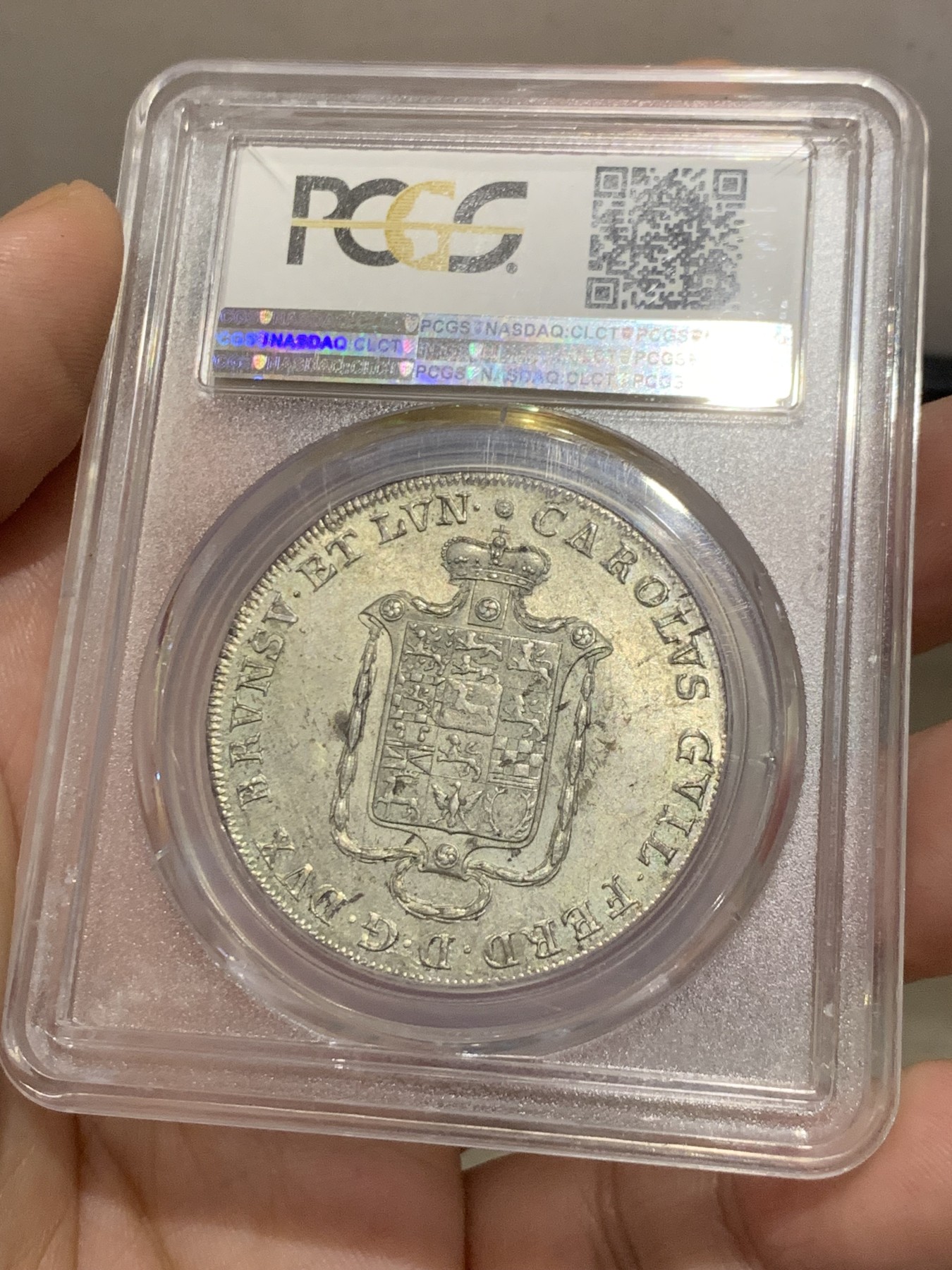 《竞宝斋》第207场-周日，周一 2场 (全场包邮) PCGS MS63冠军分德国神罗 1790MC 布伦瑞克-狼堡纹章 泰勒