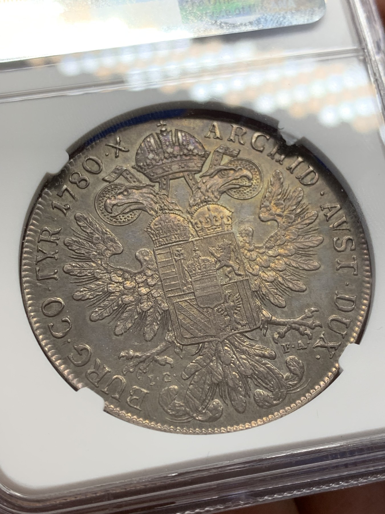 《竞宝斋》第207场-周日，周一 2场 (全场包邮) NGC AU55 奥地利1780大奶妈，维也纳原铸IC-FA版 状态极好 美国评级