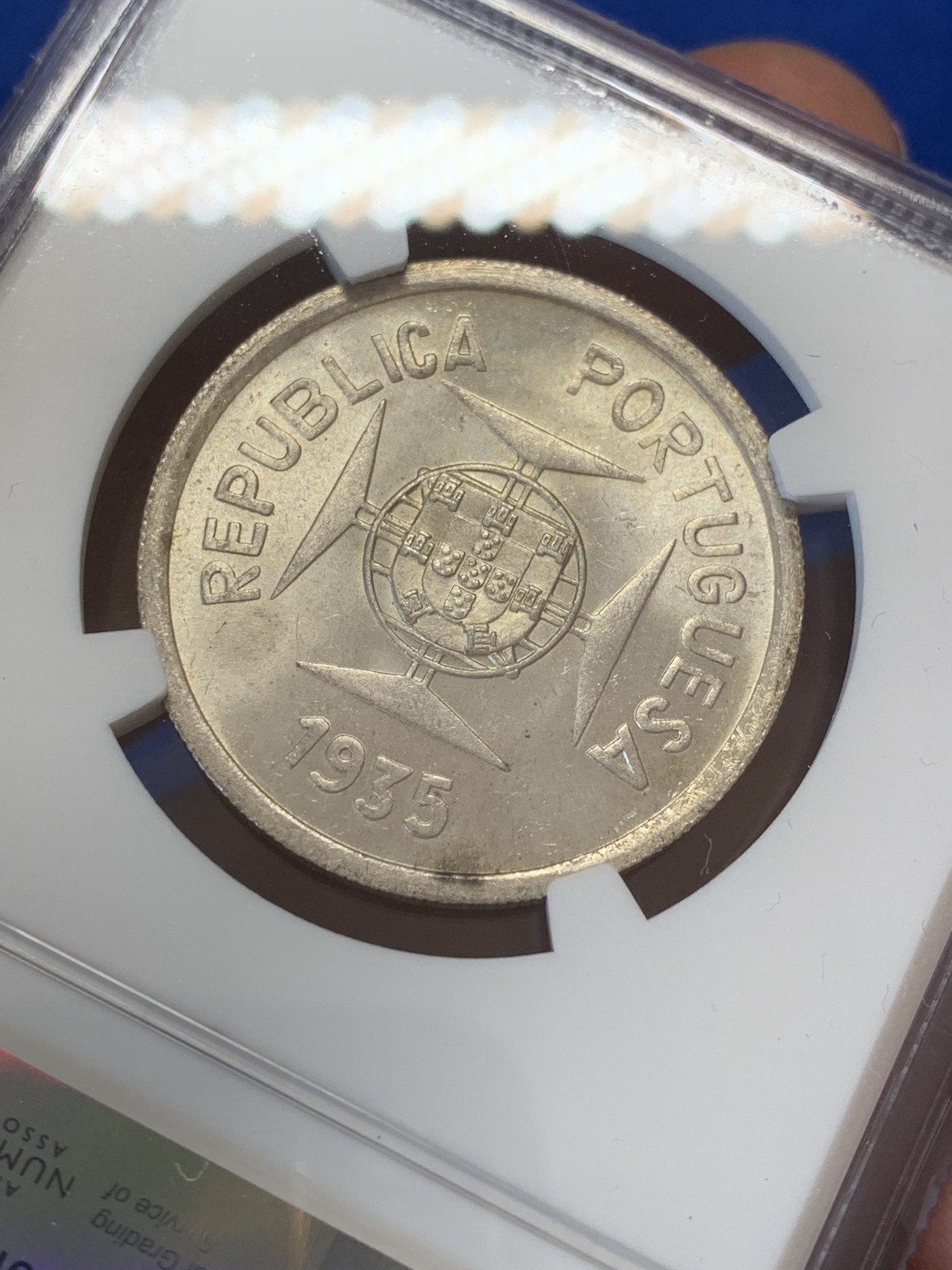 《竞宝斋》第207场-周日，周一 2场 (全场包邮) NGC MS63 葡属印度 1935年 1卢比银币 少见品种