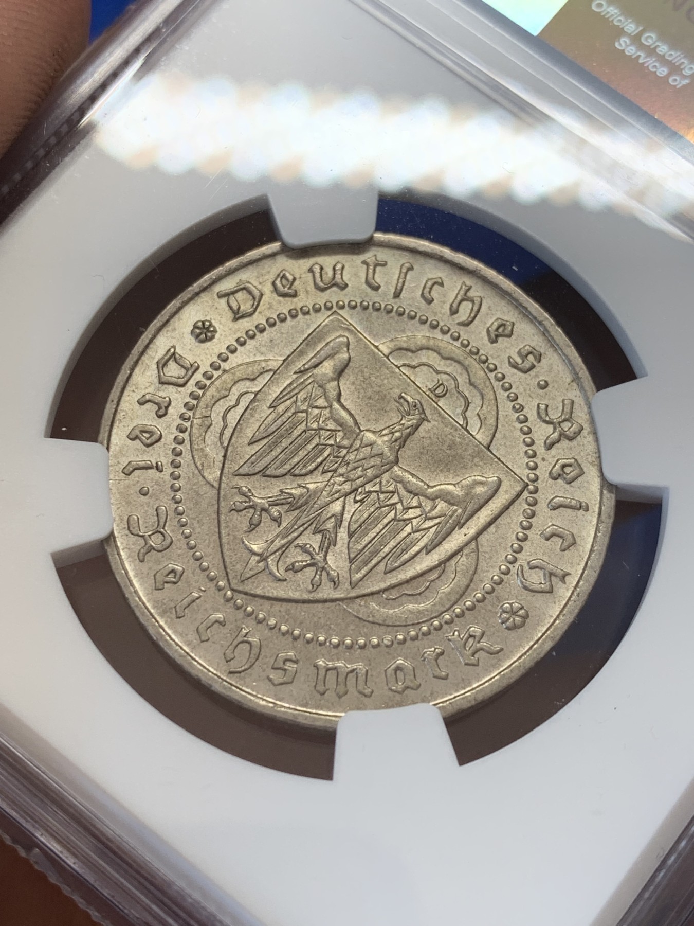 《竞宝斋》第207场-周日，周一 2场 (全场包邮) NGC-MS64 魏玛德国1930年游吟诗人3马克纪念银币